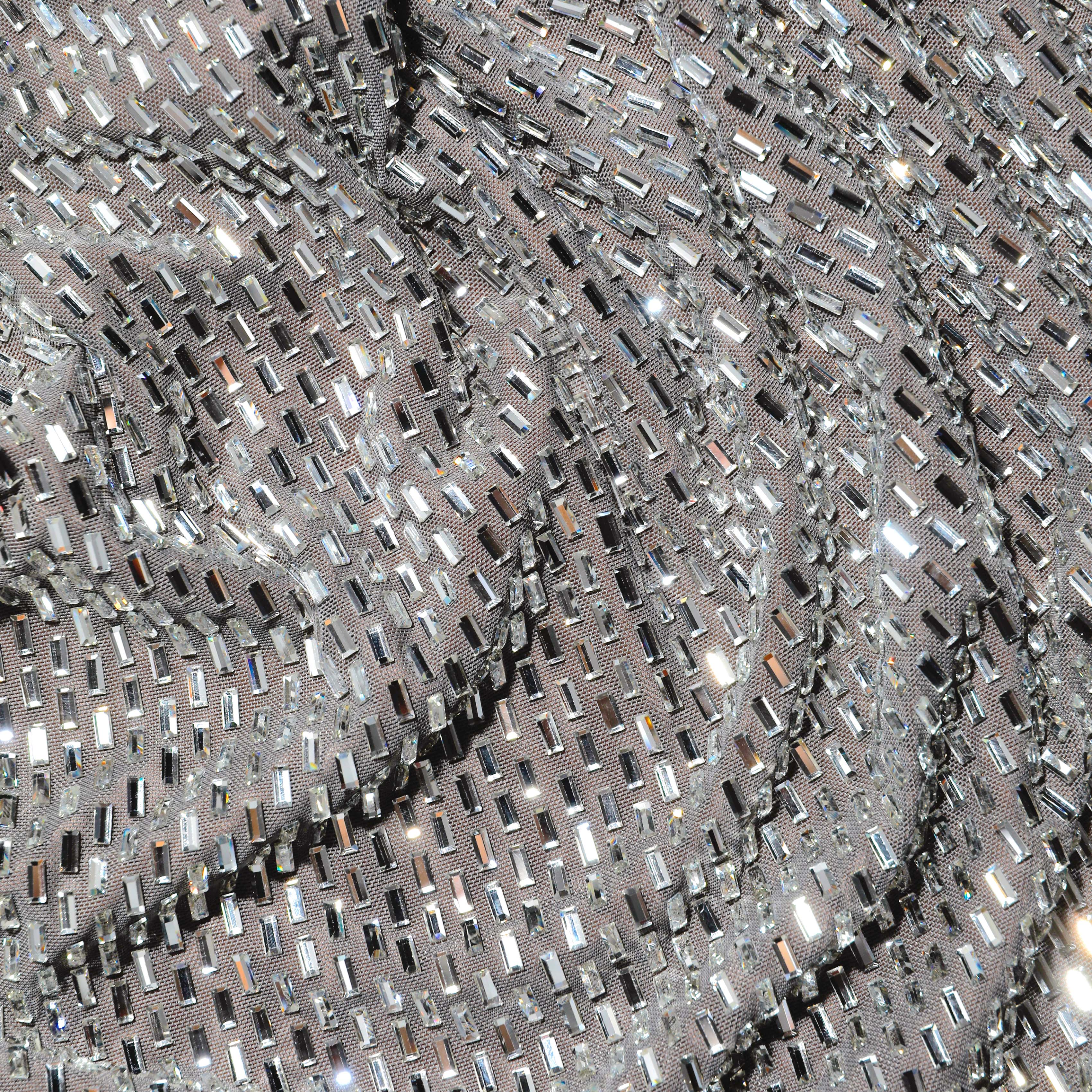 Self Portrait Grey Rhinestone Mesh Midi Kleid Grau Strass