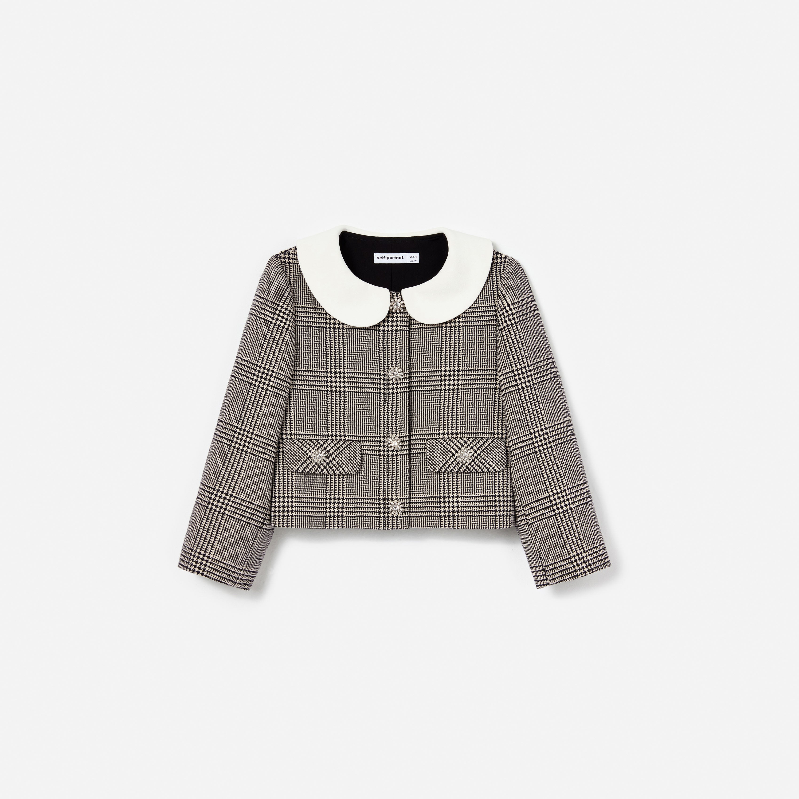Self Portrait Black Check Kinder Jacke Kariert Wolle