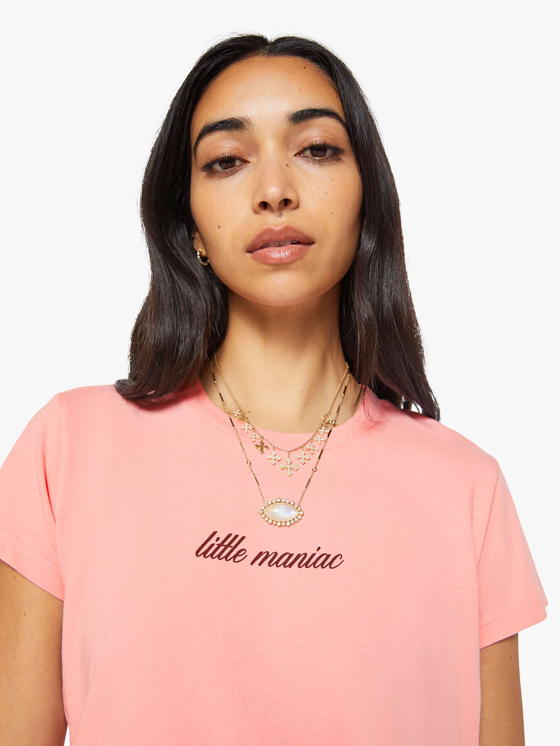 Mother The Boxy Goodie Goodie T-Shirt Little Maniac Rosa