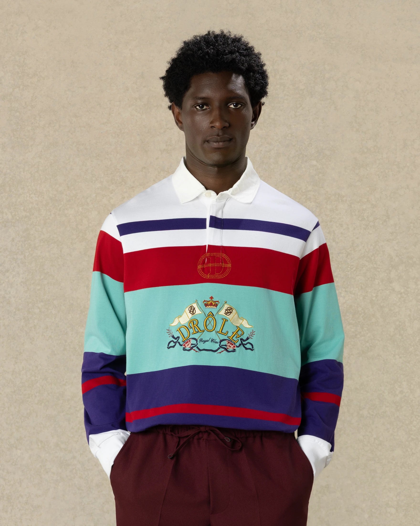 Drôle De Monsieur D Miroir Racing Polo Langarm Navy Baumwolle