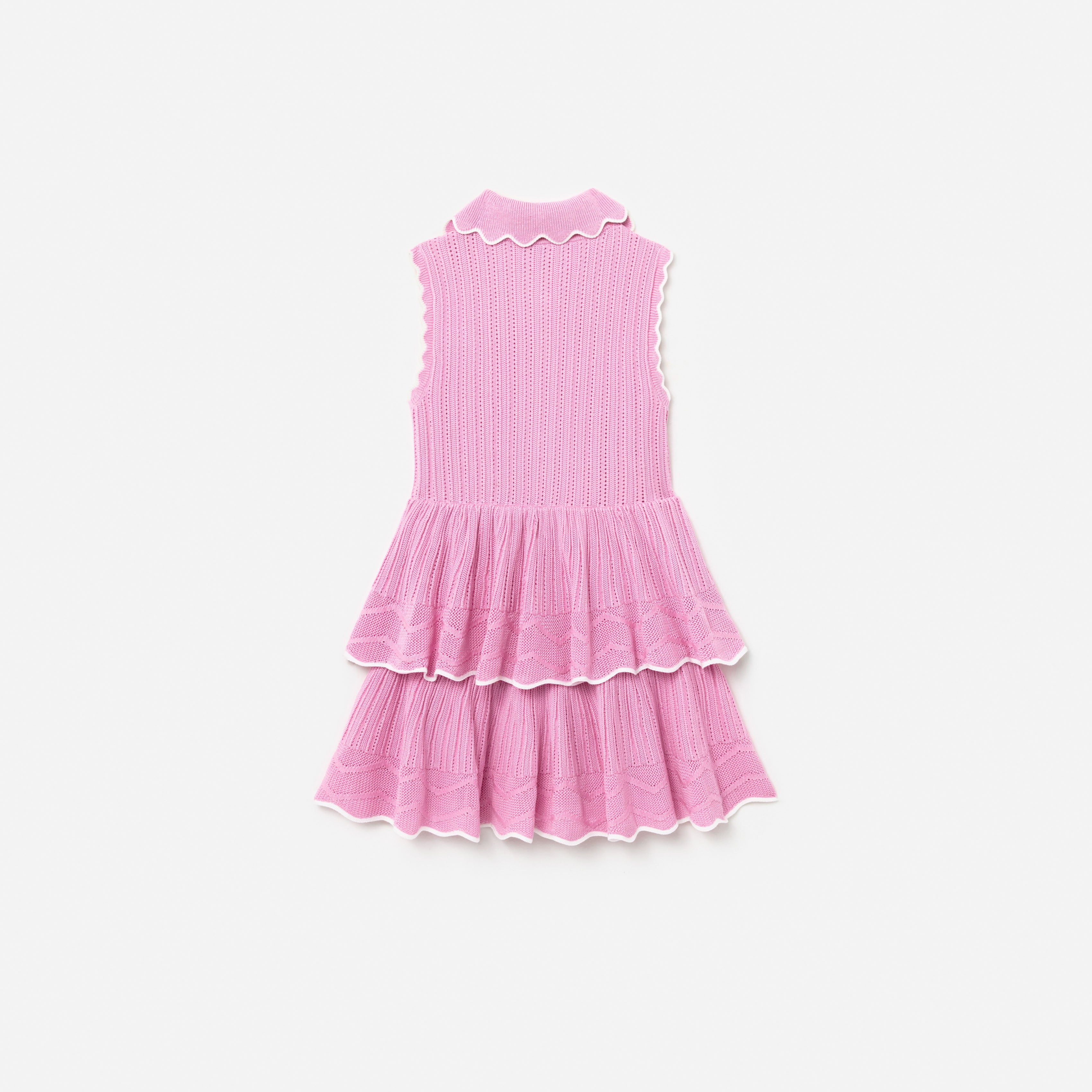 Self Portrait Tiered Pointelle Strickkleid Rosa Kinder Stufenrock