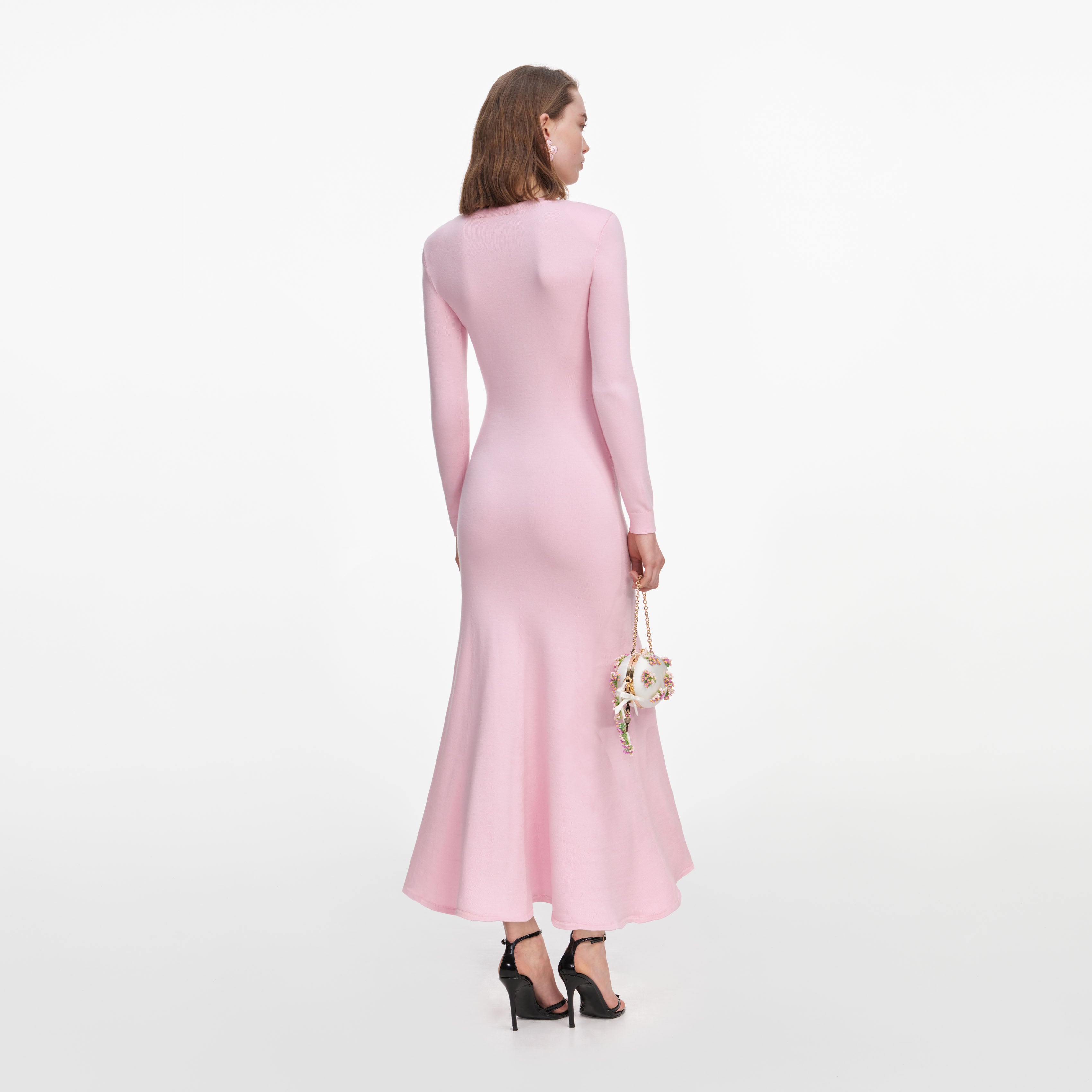Self Portrait Flower Knit Midikleid Strick Rosa mit Blumen