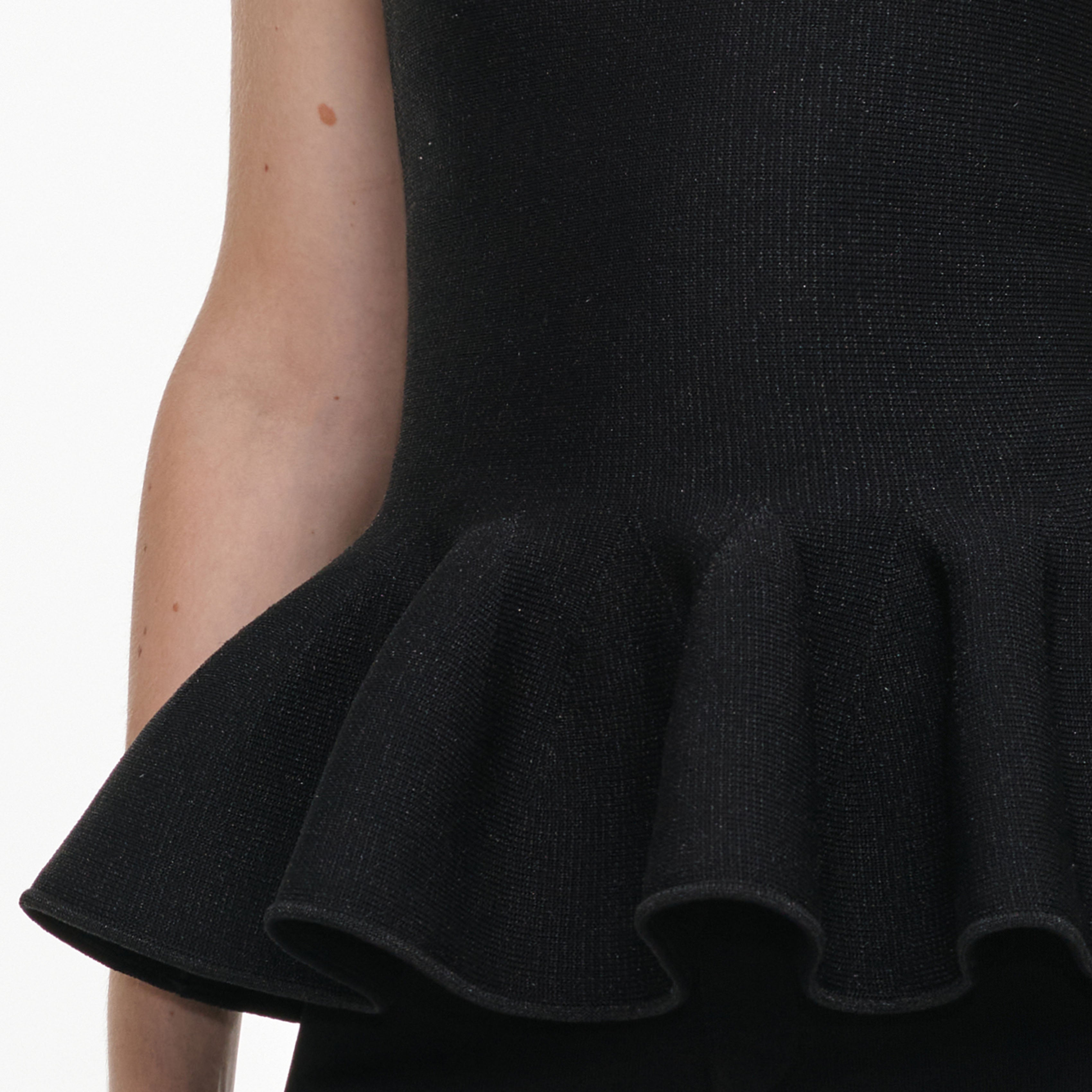 Self Portrait Black Metallic Frill Knit Top Schwarz XS-L