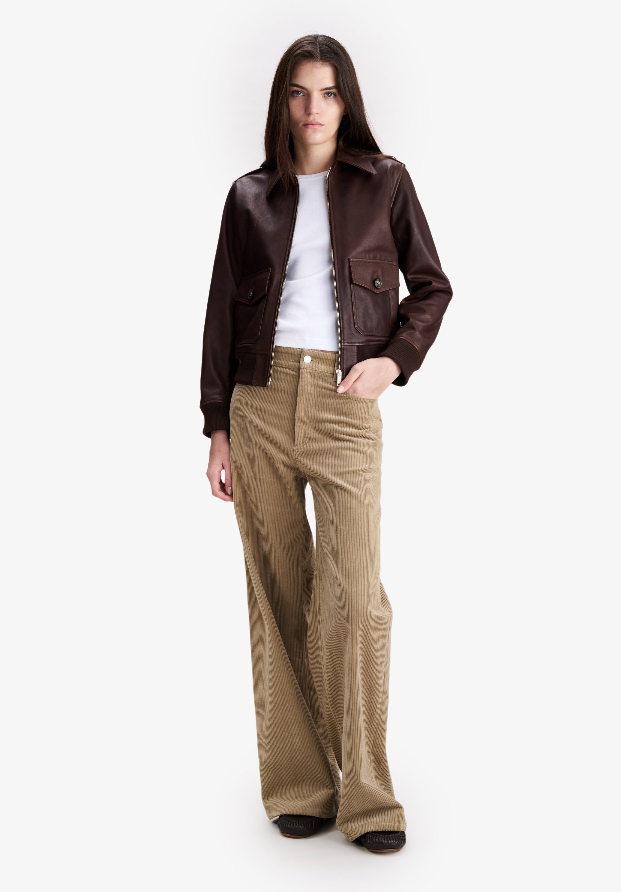 A.P.C. Lederjacke Kurz Braun Reissverschluss