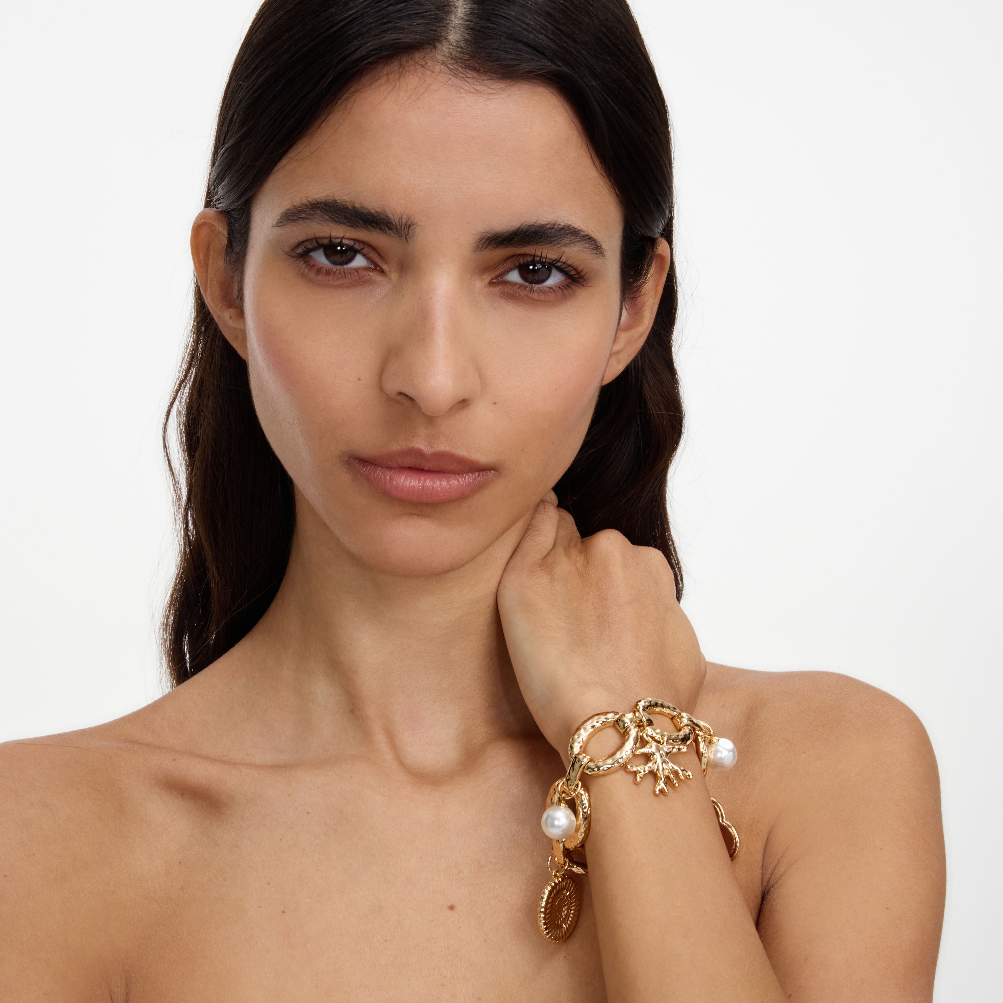 Self Portrait Gold Coral Charm Armband Gold Muschel