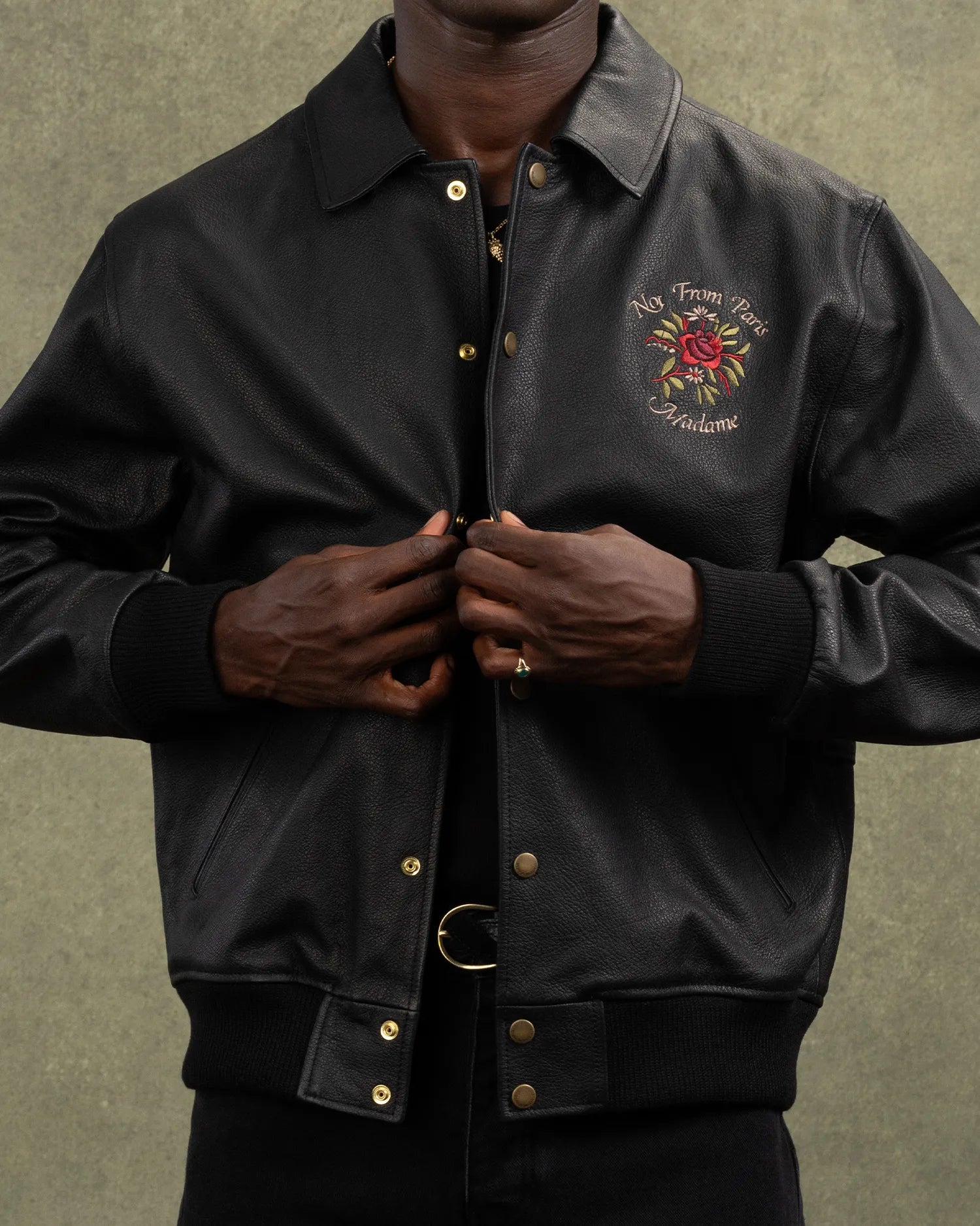 Drôle De Monsieur La Veste Cuir Slogan Lederjacke schwarz Lamm