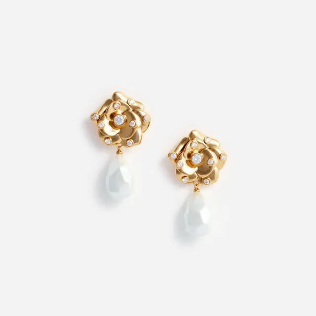 Self Portrait Gold Flower Pearl Ohrringe Gold Blume