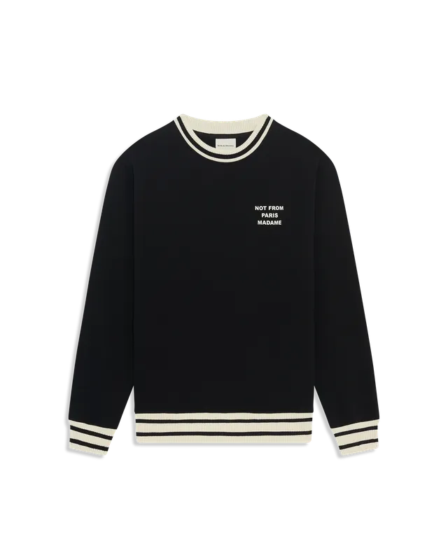 Drôle De Monsieur Slogan Sport Sweatshirt Schwarz Baumwolle