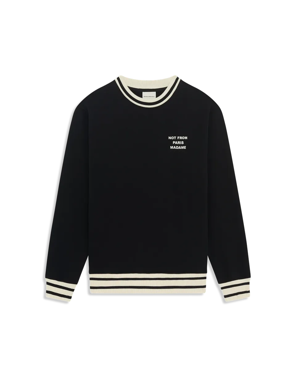 Drôle De Monsieur Slogan Sport Sweatshirt Schwarz Baumwolle