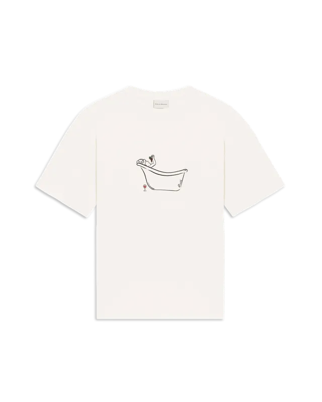 Drôle De Monsieur Wine Bath T-Shirt Off-White Baumwolle