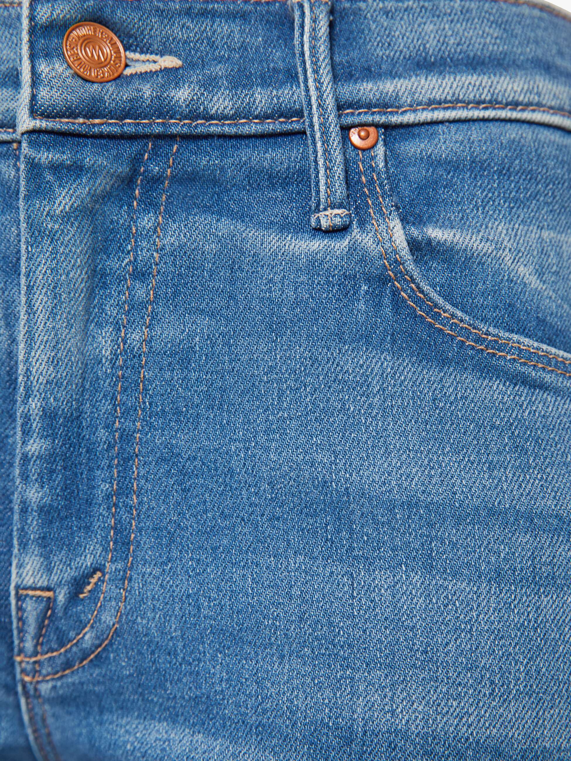 Mother Lil Weekender Petite Jeans Blau Flare Mid Rise