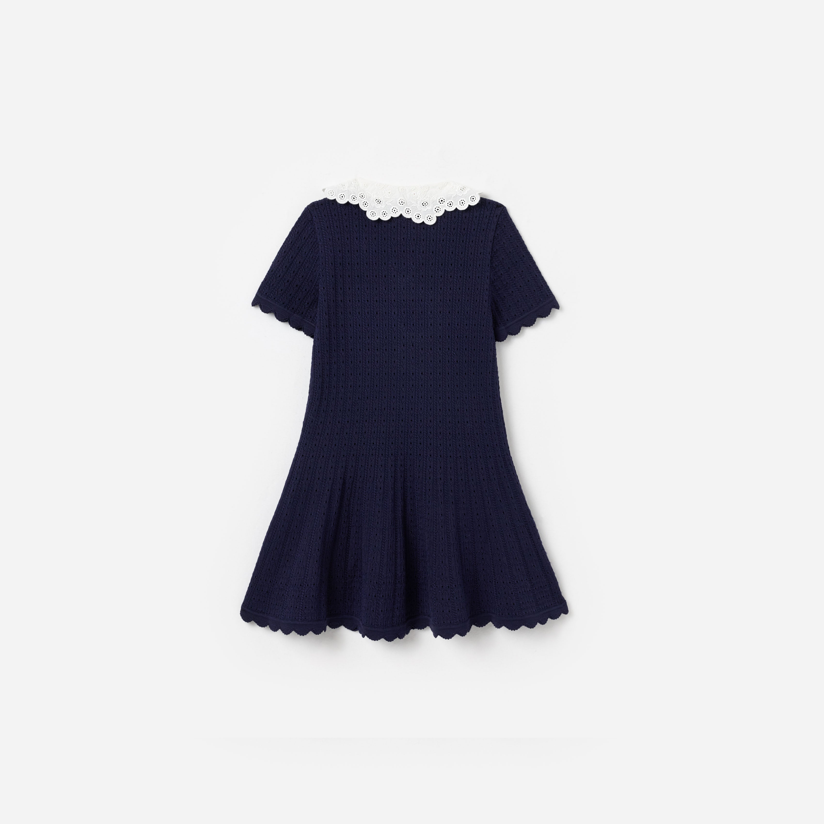 Self-Portrait Navy Contrast Collar Kinderkleid Navy Strick