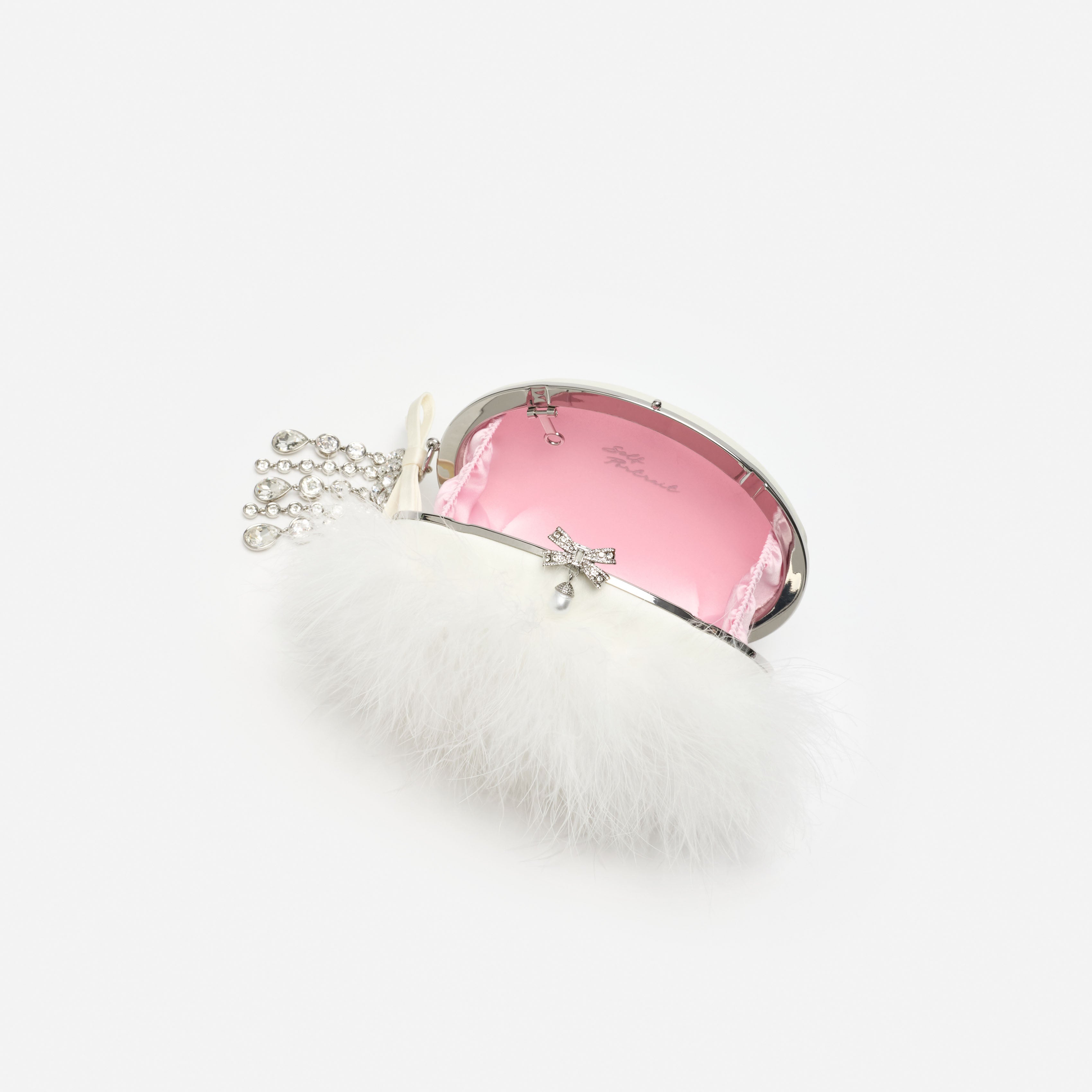 Self Portrait Cream Feather Clutch Feder One Size