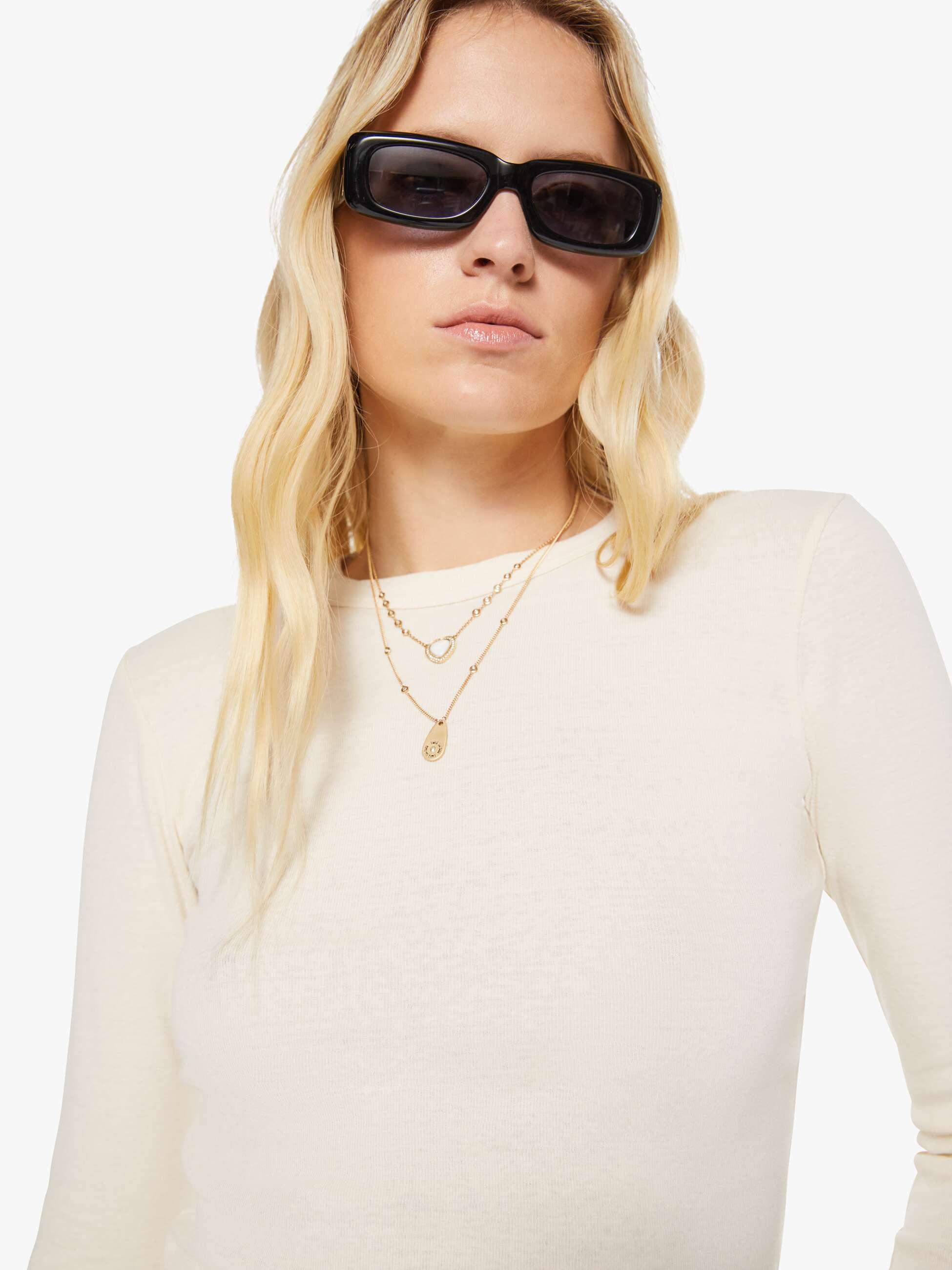 Mother Itty Bitty Crop Longsleeve Antique White weiß