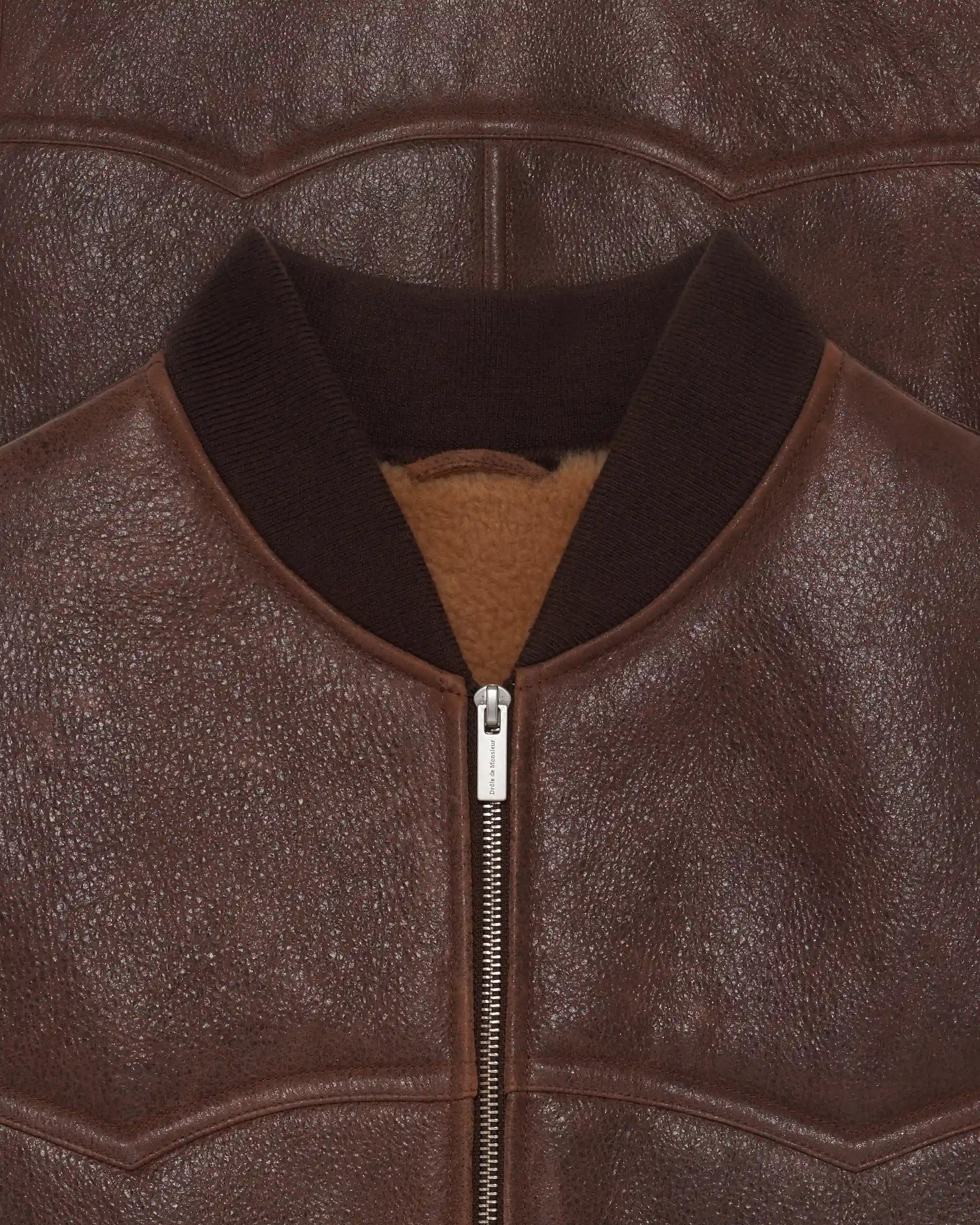Drôle De Monsieur Shearling Sleeveless Zipped Vest Weste braun Leder