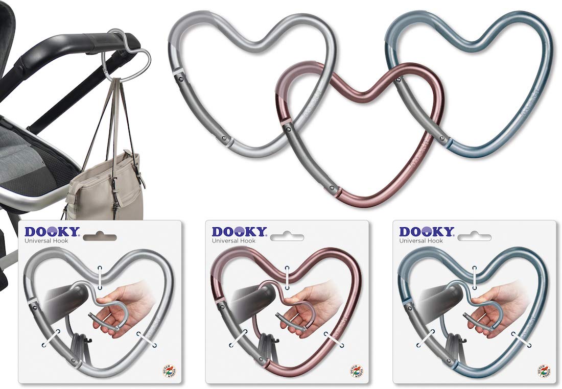 Dooky Universal Hook Herz Kinderwagenhaken Silber Alu