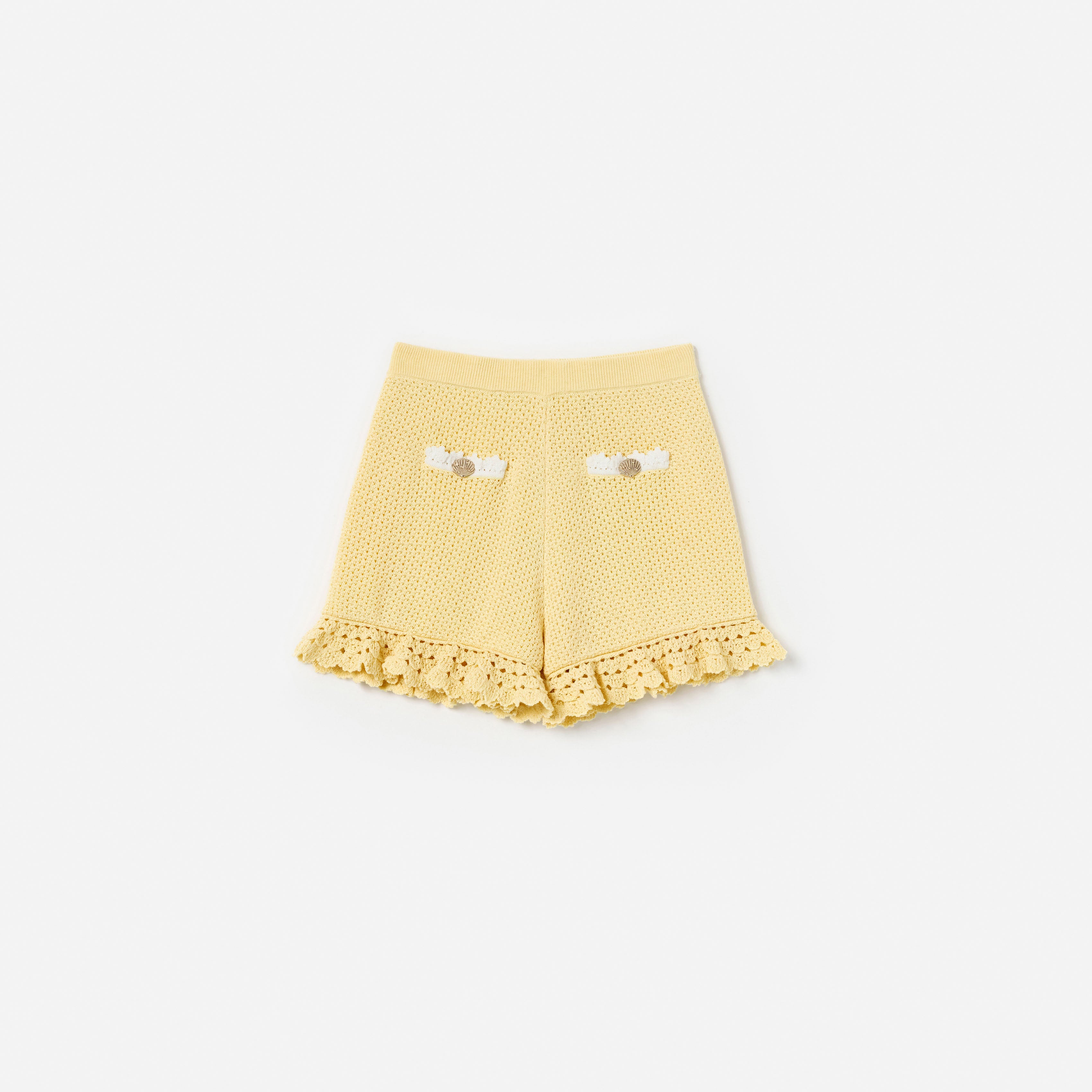Self Portrait Bottoms Pointelle Knit Shorts Gelb Kinder