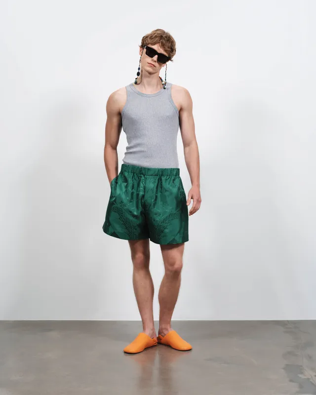 J.W.Anderson Damask Shorts Seide Herren Emerald