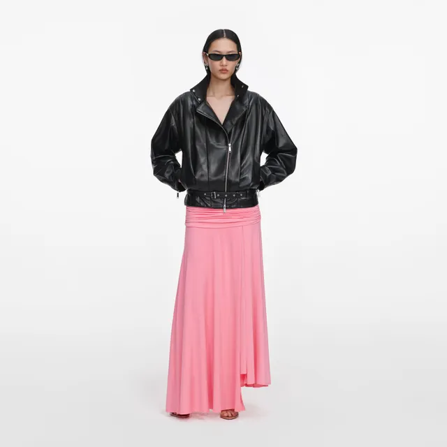 Self Portrait Black Faux Leather Biker Jacket Jacke Schwarz