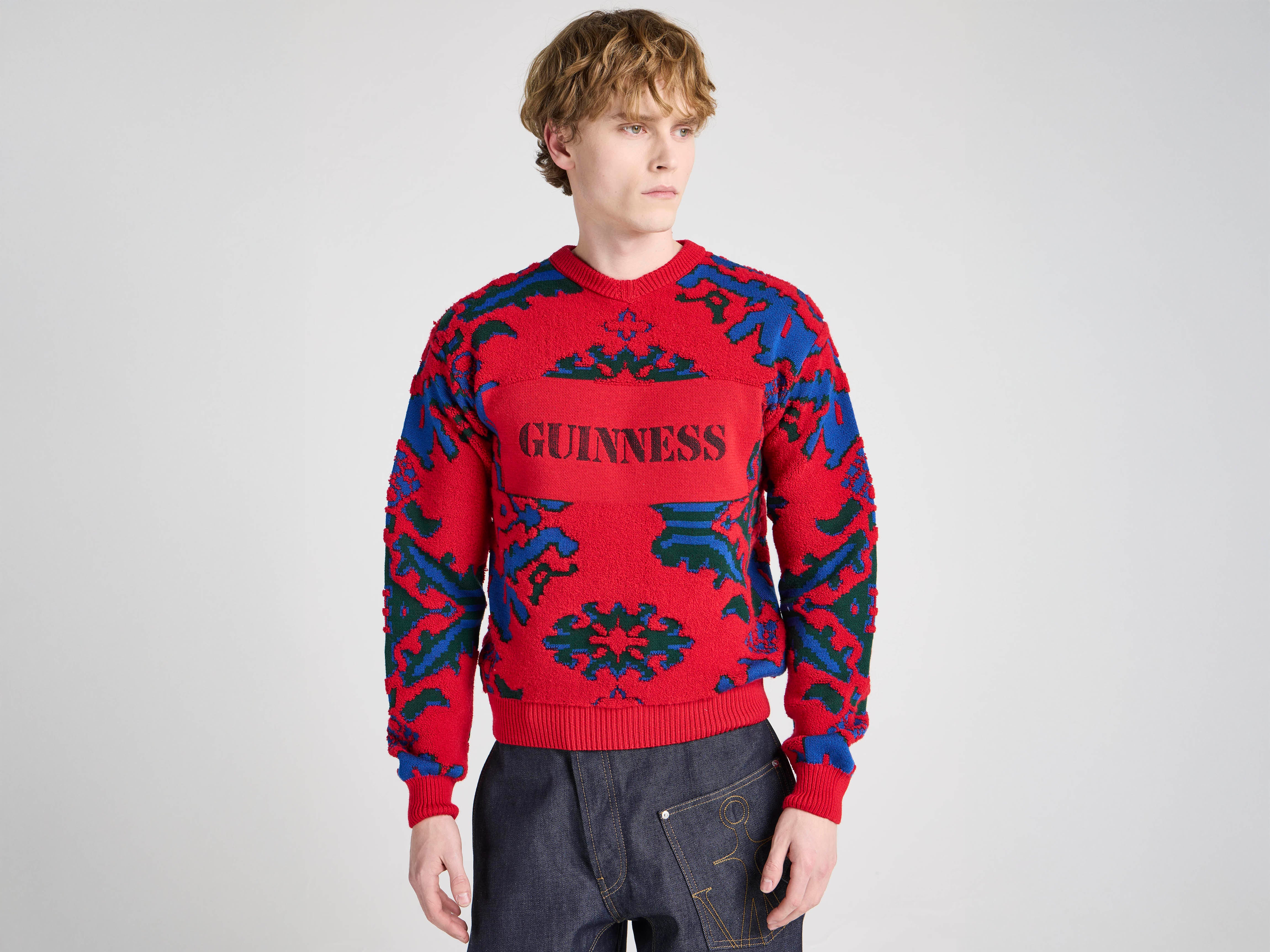 JW Anderson Guinness Carpet Jumper Strickpullover Navy Rot Wolle