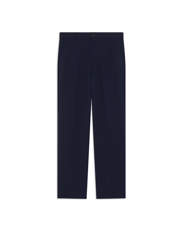 Drôle De Monsieur Cotton Straight Hose Navy Polyester Bundfalte
