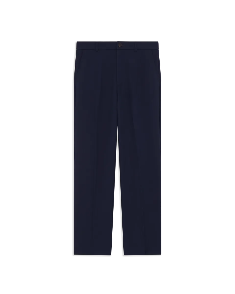 Drôle De Monsieur Cotton Straight Hose Navy Polyester Bundfalte
