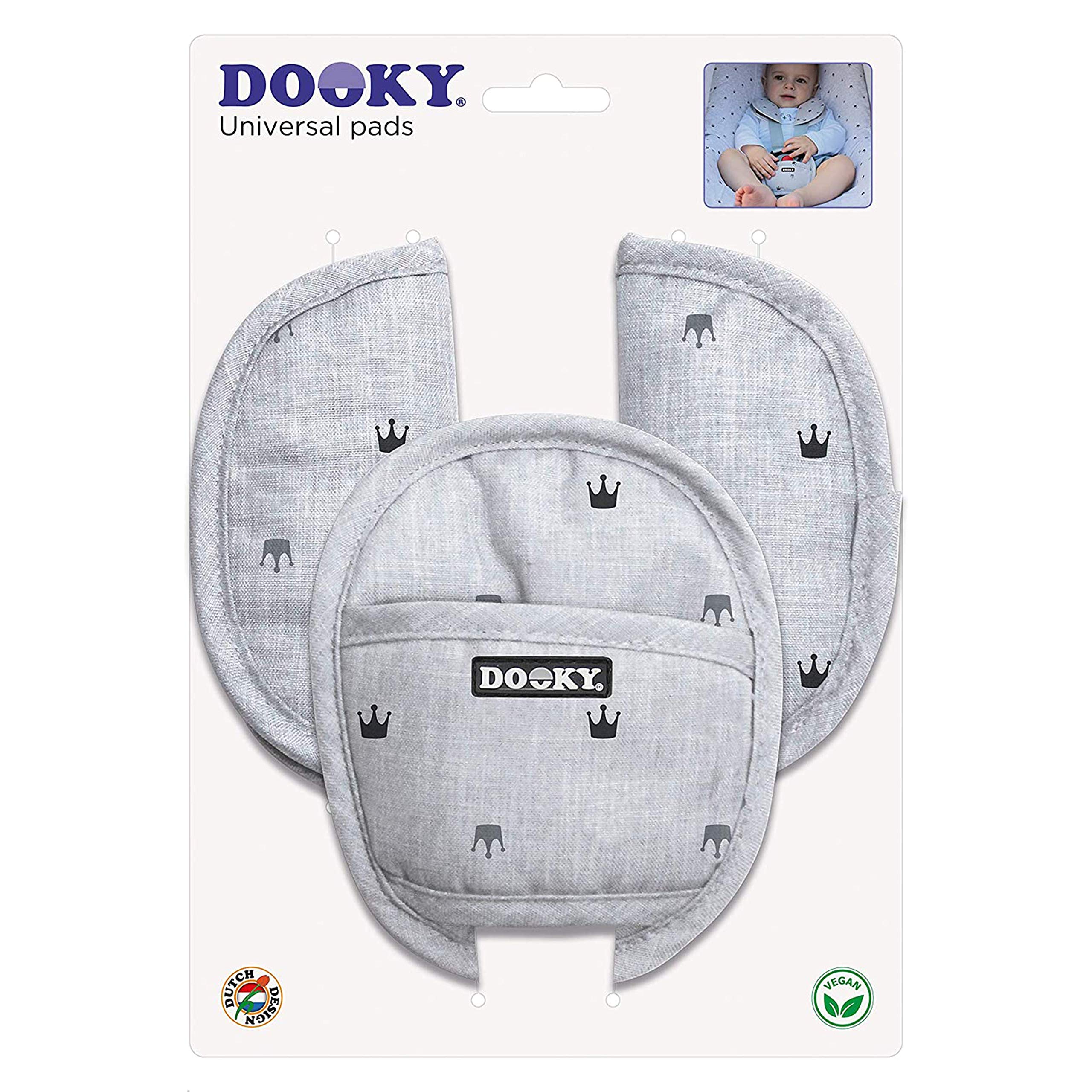 Dooky Universal Pads Gurtpolster Crowns Grau 3er Set