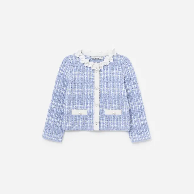 Self Portrait Blue Check Kinder-Cardigan Blau Karo