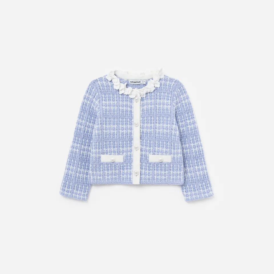 Self Portrait Blue Check Kinder-Cardigan Blau Karo