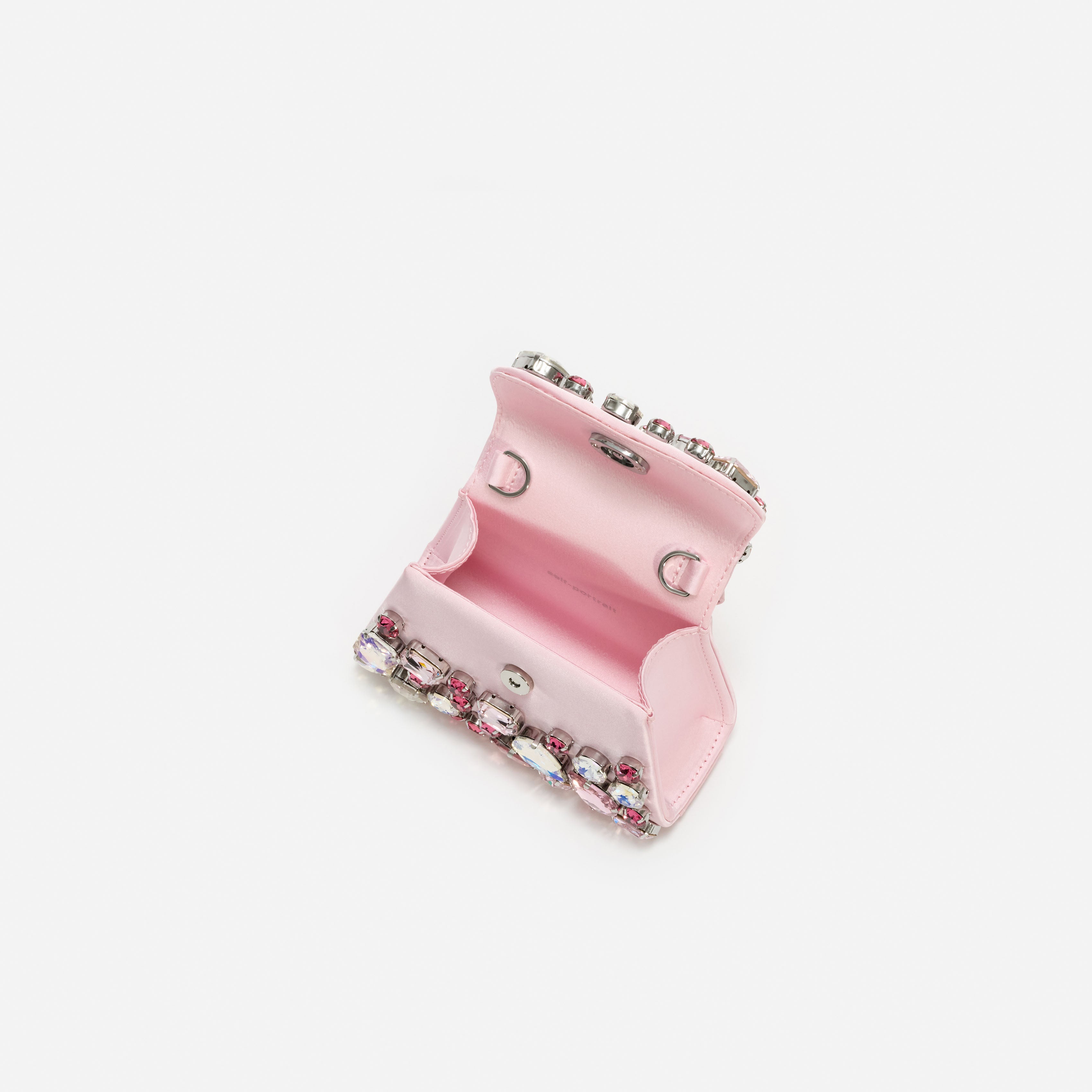Self Portrait Pink Multi Crystal Mini Bag Tasche Rosa Satin Kristall