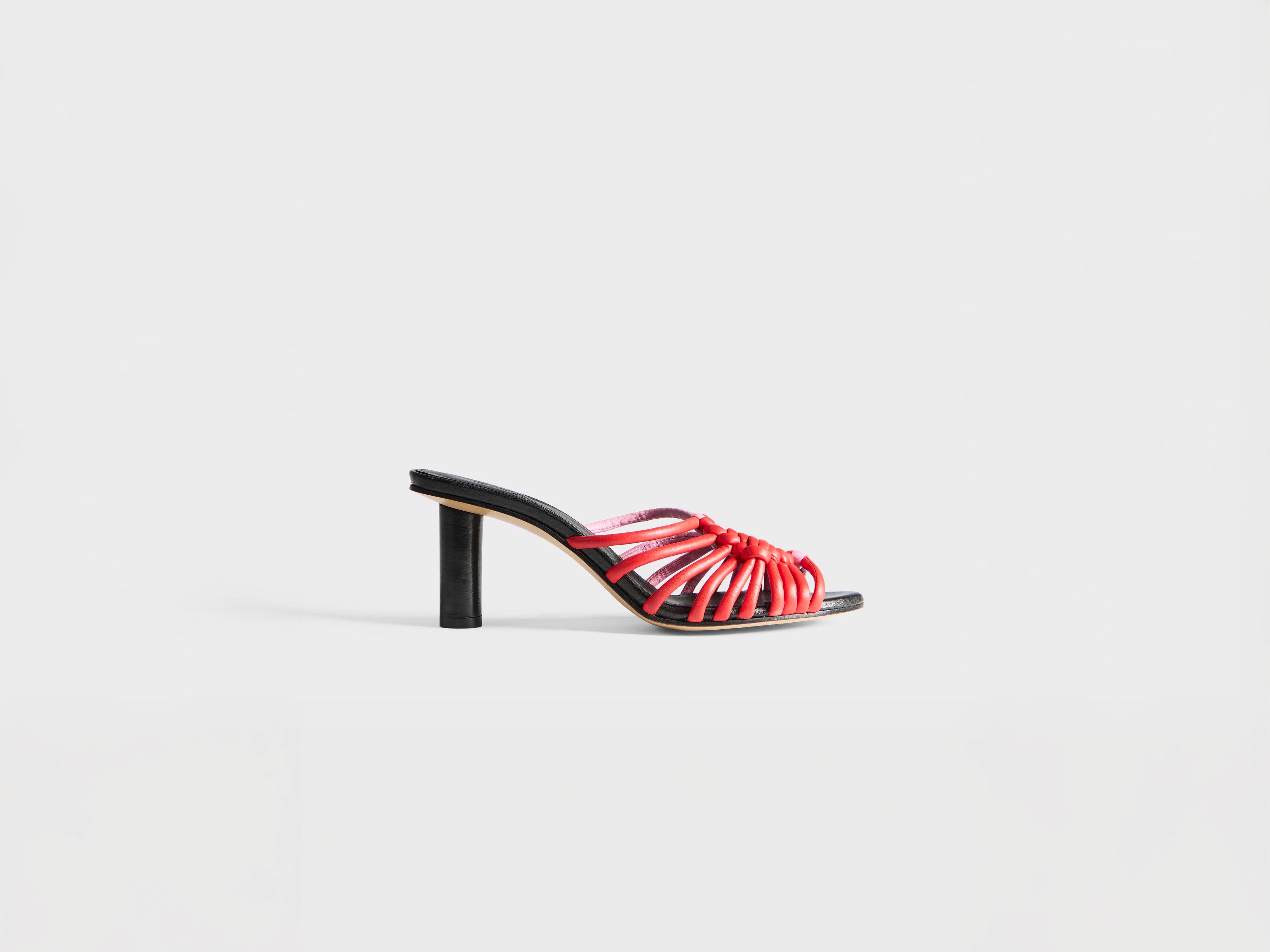 J.W.Anderson Woven Heeled Plot Sandale Rot Pink Leder