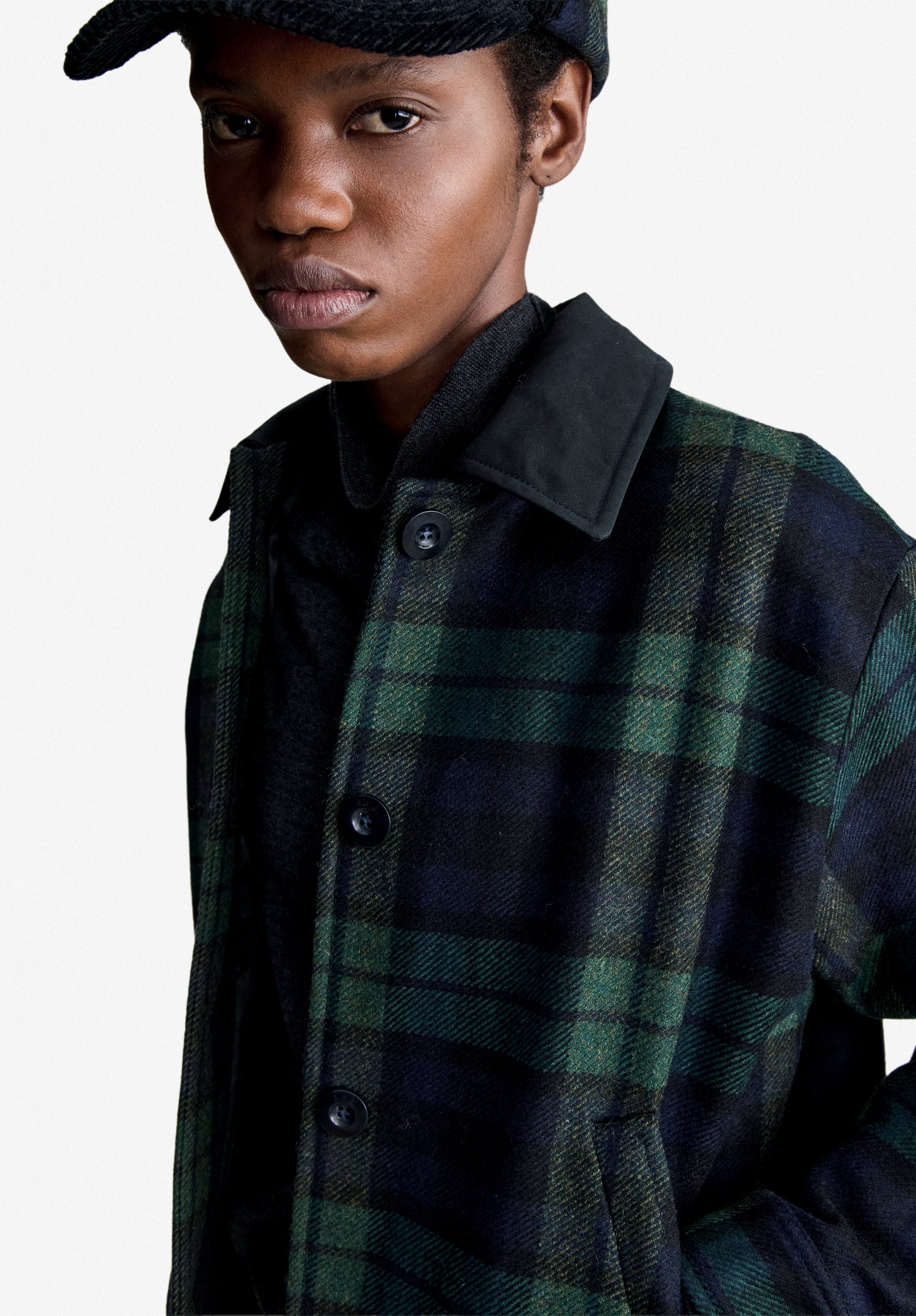A.P.C. karierte Jacke Marineblau Boxy-Fit Hornknöpfe