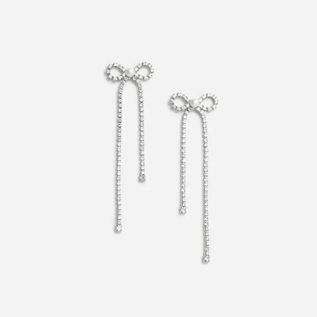 Self Portrait Jewellery Crystal Droplet Bow Earrings Ohrringe Silber