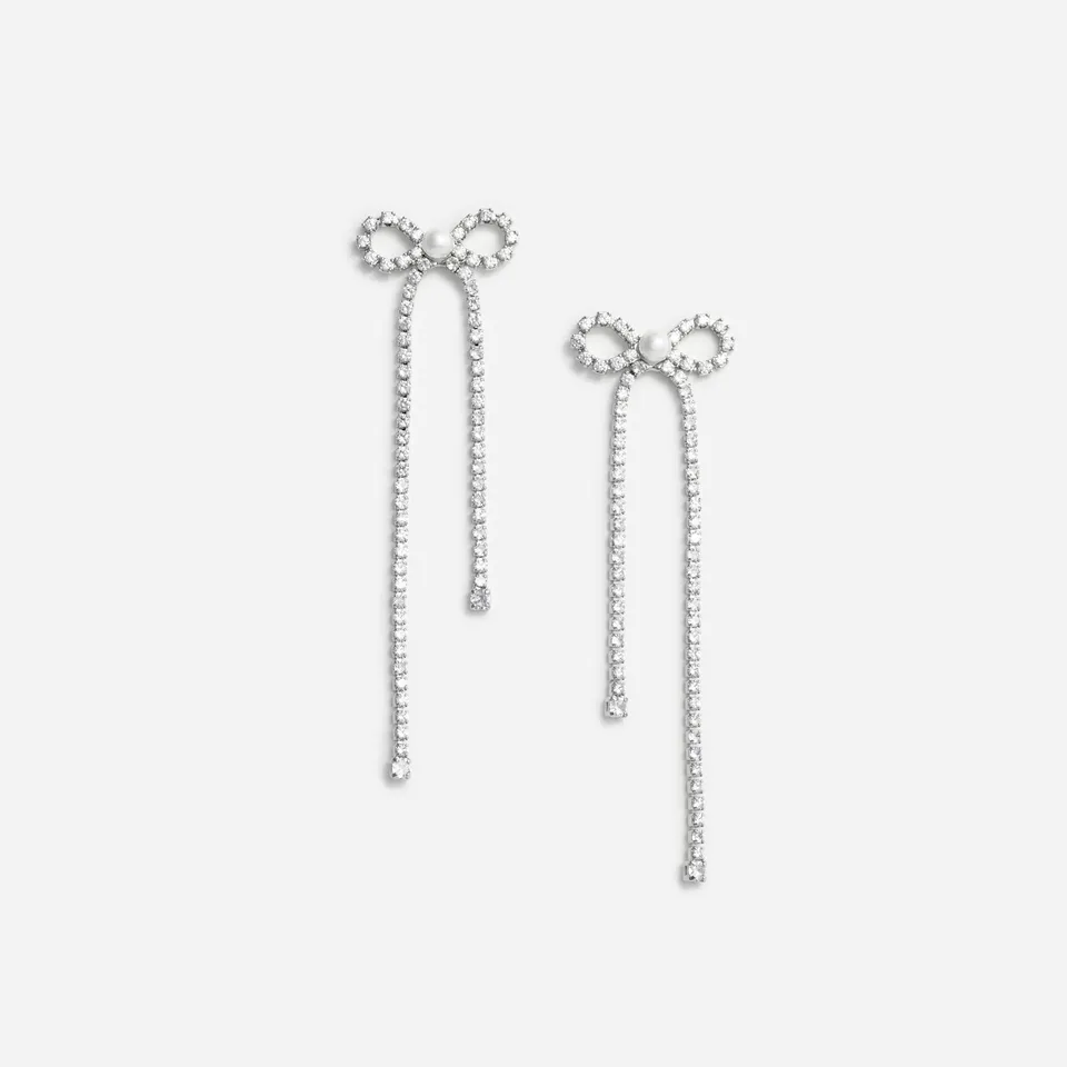 Self Portrait Jewellery Crystal Droplet Bow Earrings Ohrringe Silber