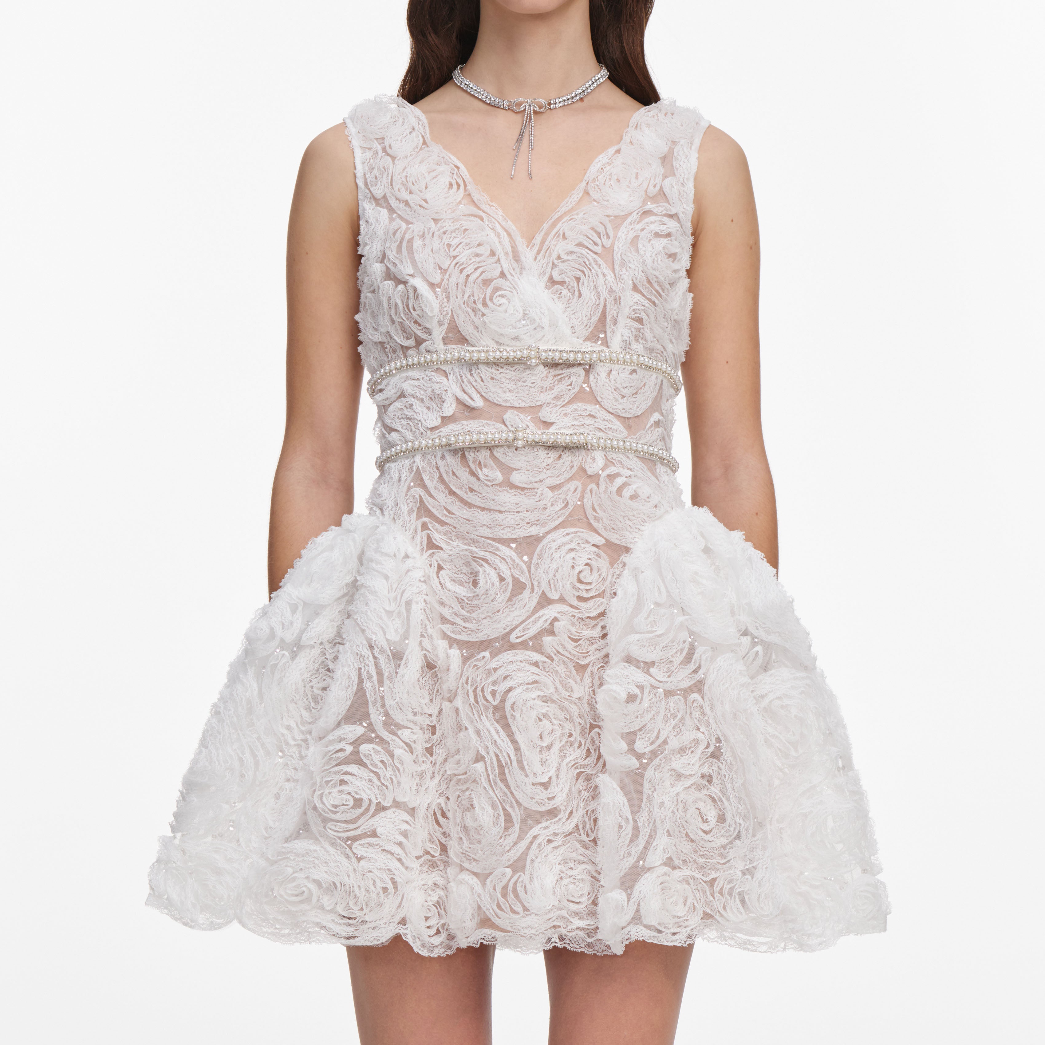Self Portrait Dresses White Tulle Lace Minikleid UK 6 Spitze
