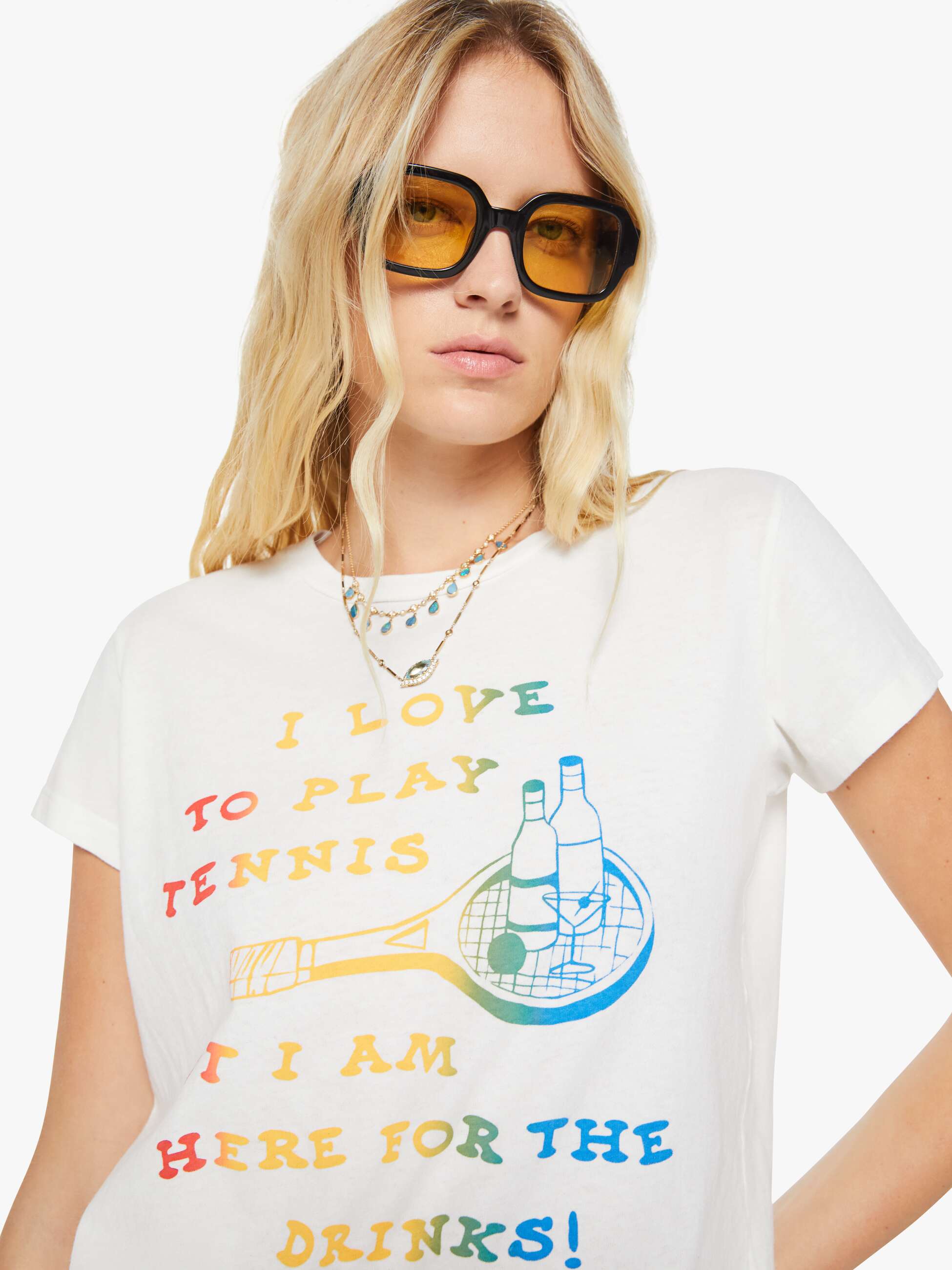 Mother The Boxy Goodie Goodie T-Shirt Weiss Tennis Baumwolle