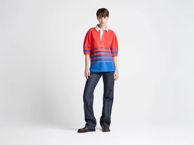 J.W.Anderson Striped Rugby Polo Shirt Rot Blau Damen