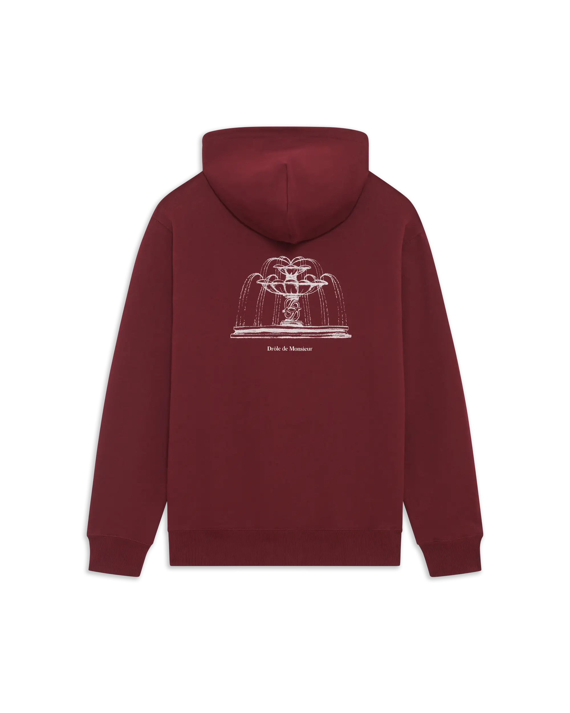 Drôle De Monsieur Fountain Print Hoodie Kapuzenpullover Burgundy Baumwolle