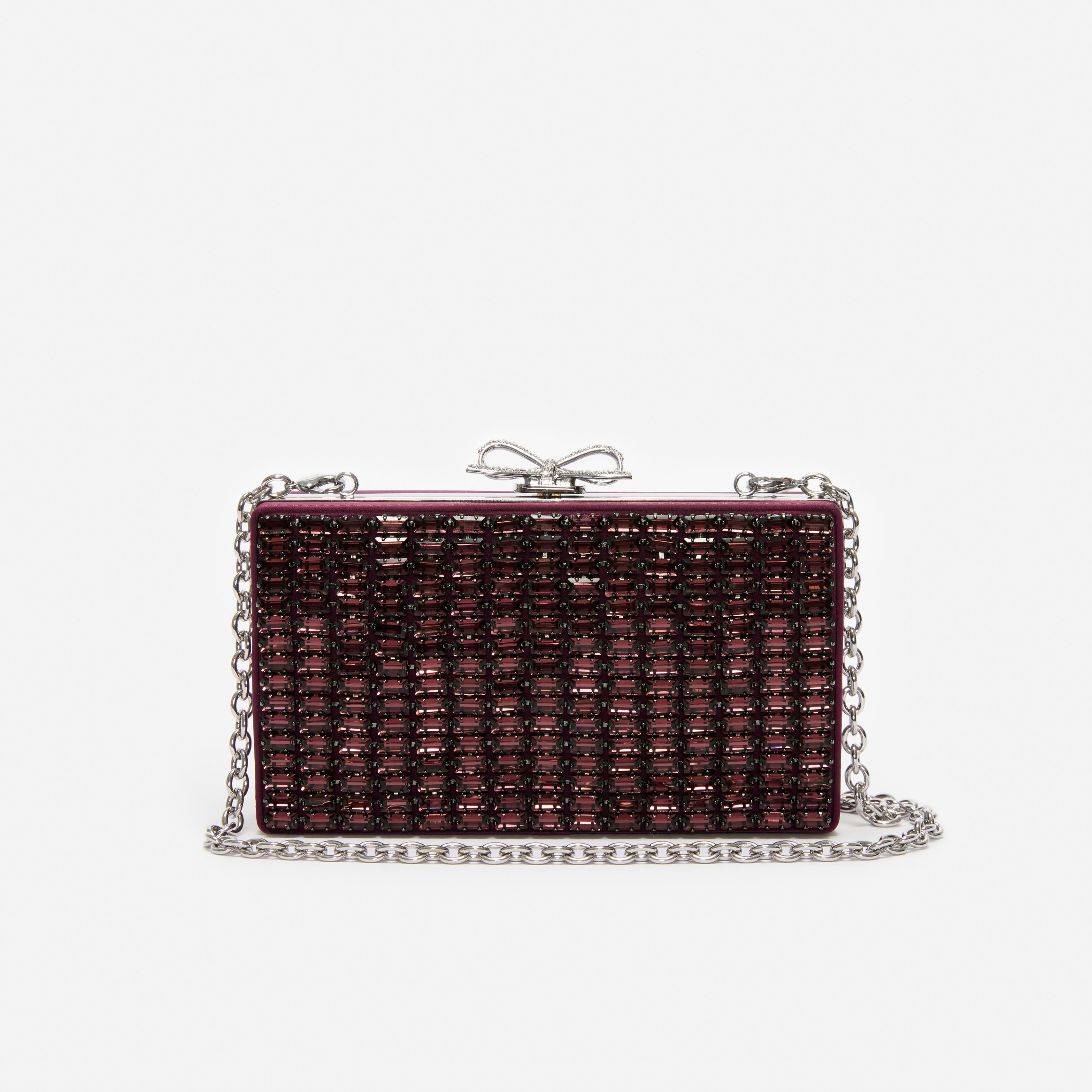 Self Portrait Burgunder Chainmail Clutch Tasche