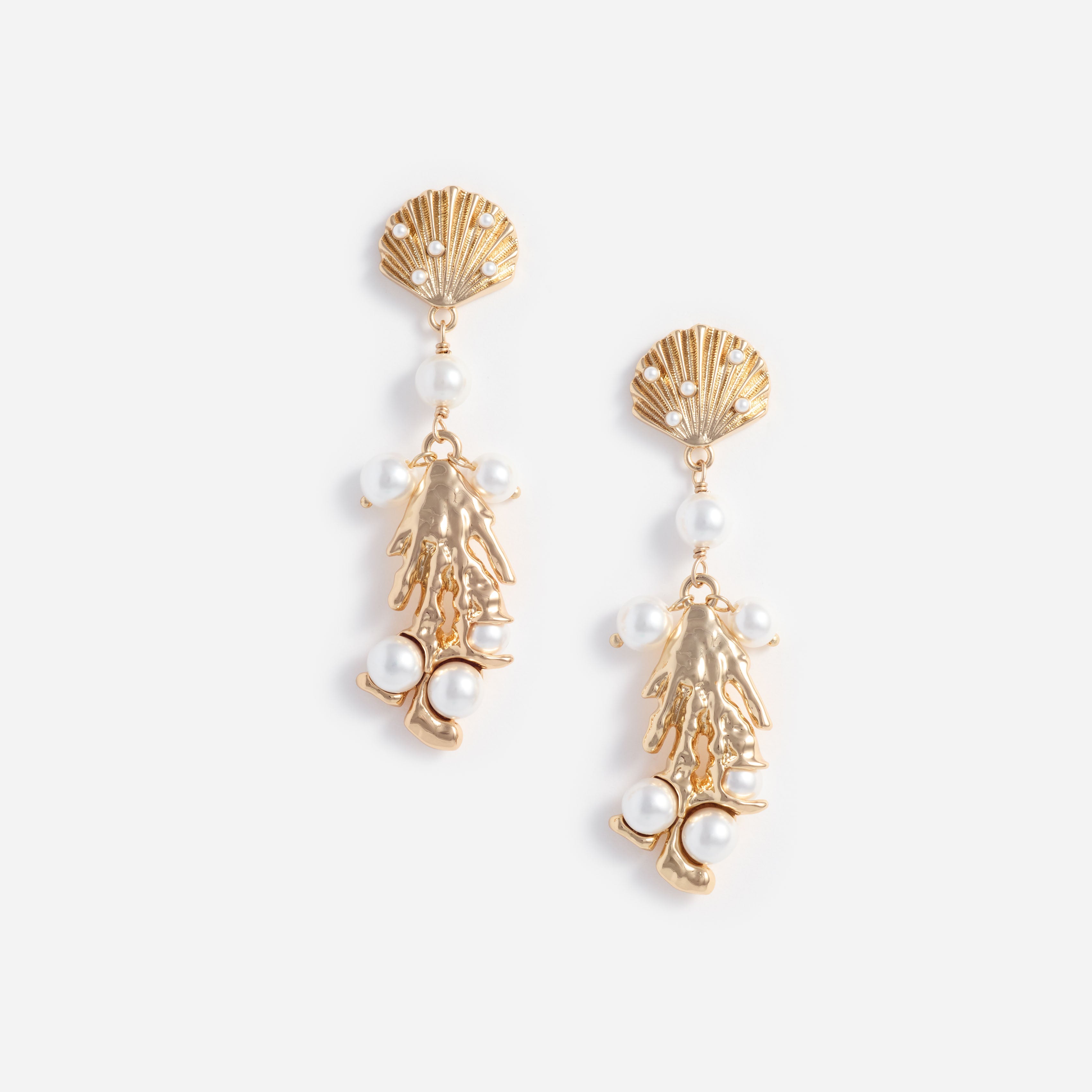 Self Portrait Gold Shell Pearl Ohrringe Gold One Size Muschel