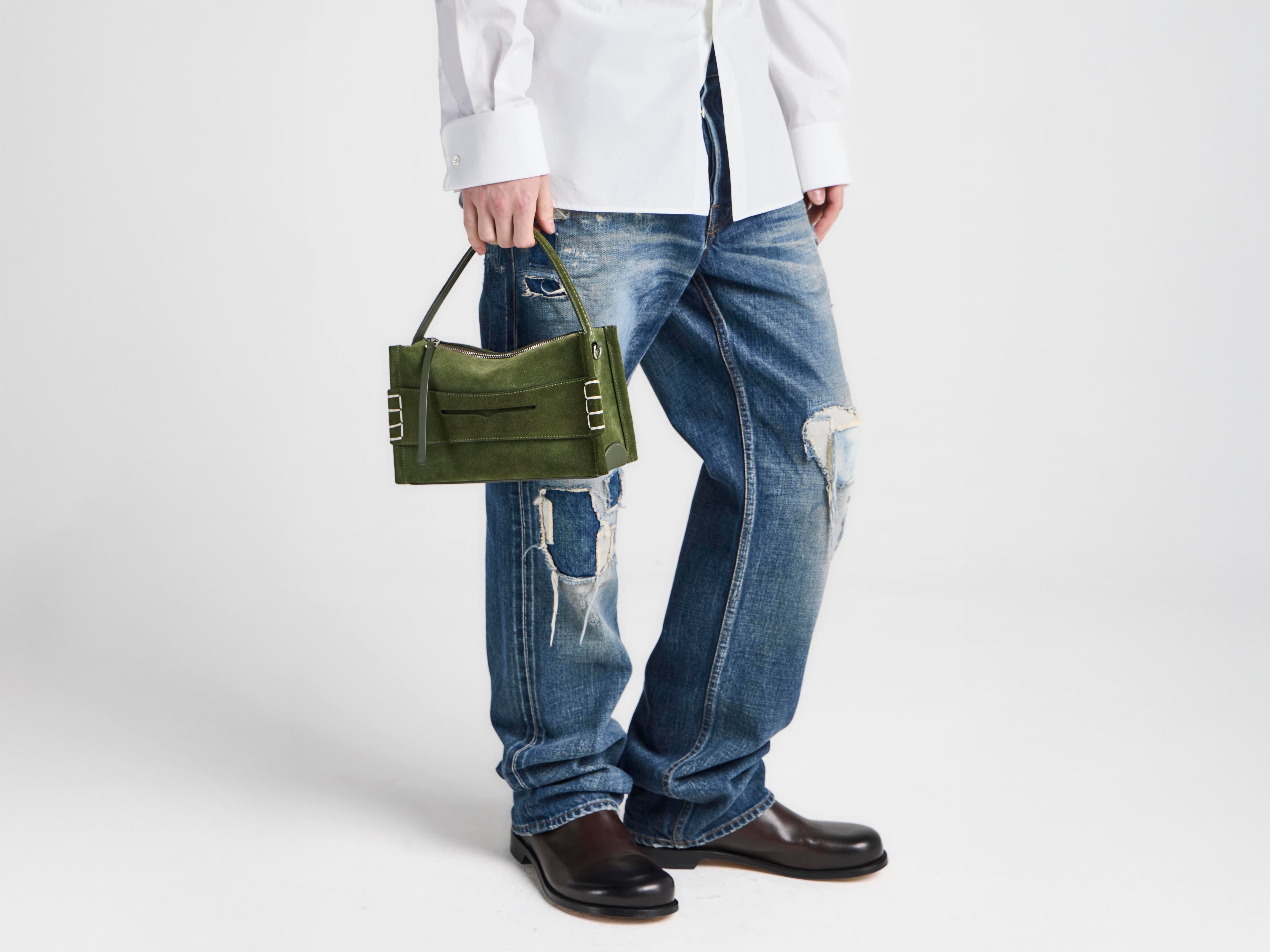 J.W.Anderson Bags Small Loafer Bag Khaki Wildleder
