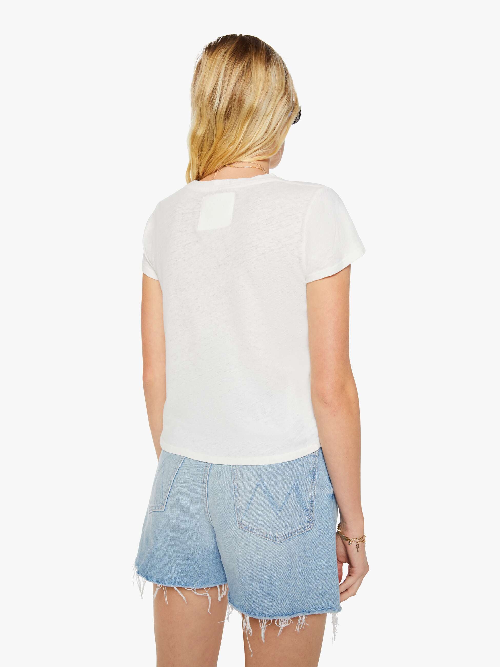 Mother The Lil Sinful T-Shirt Weiss Slim Baumwolle-Leinen