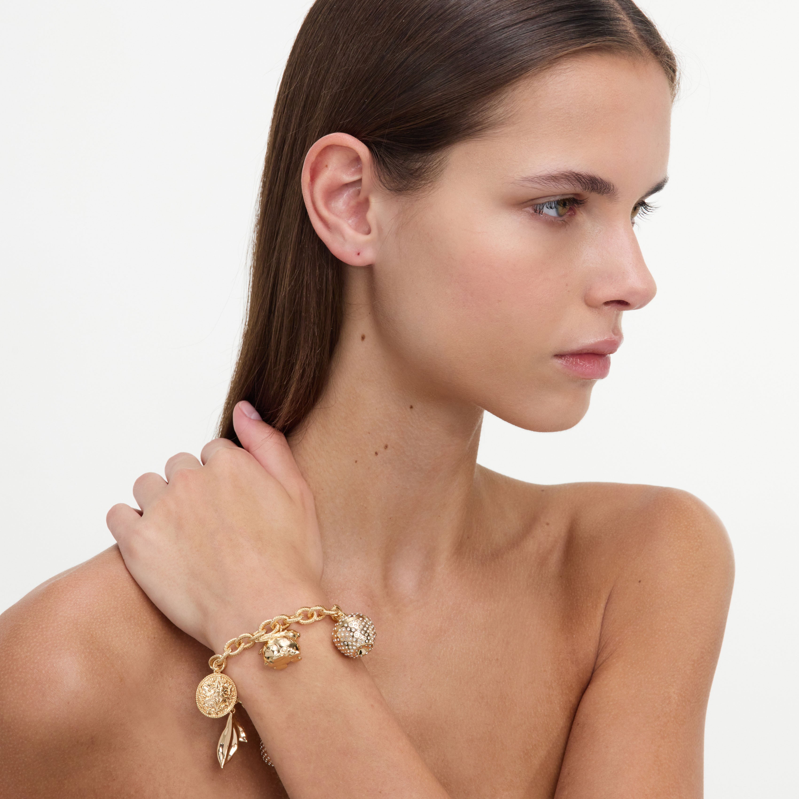 Self Portrait Gold Charm Armband Gold Messing One Size