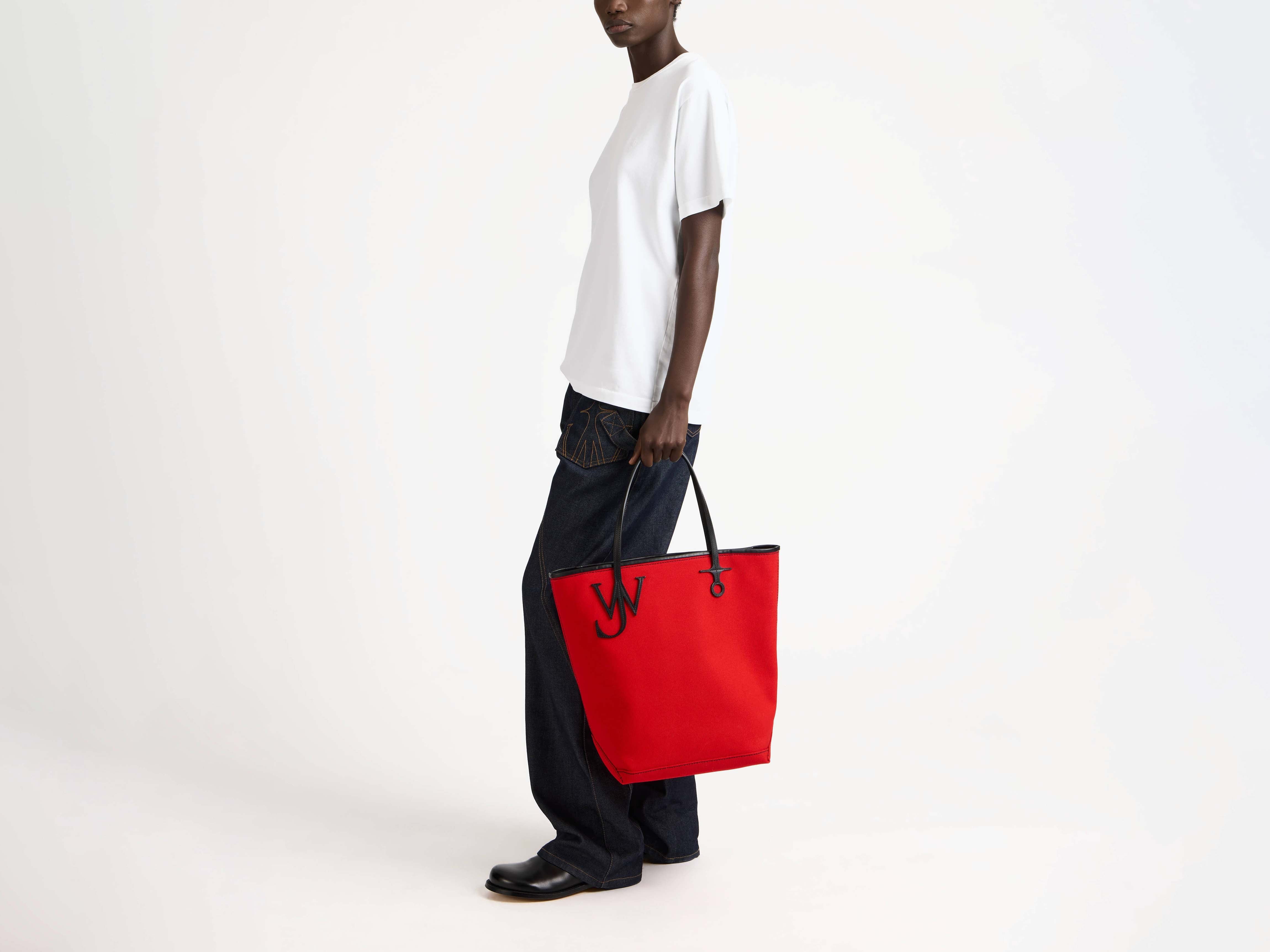 J.W.Anderson Anchor Tote Canvas Leder Rot Large