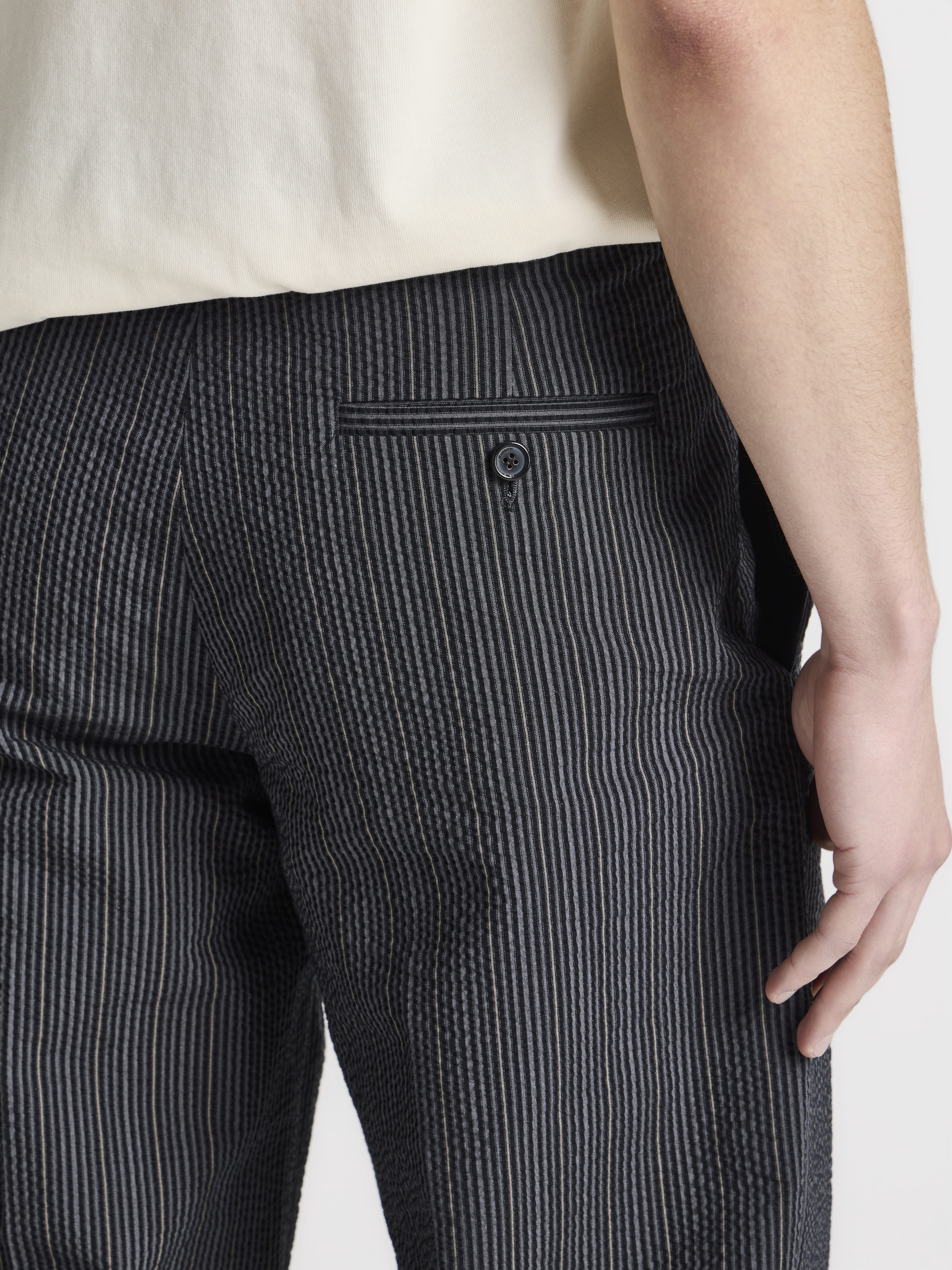 J.W.Anderson Single Pleat Hose Herren Schwarz Grau Seersucker