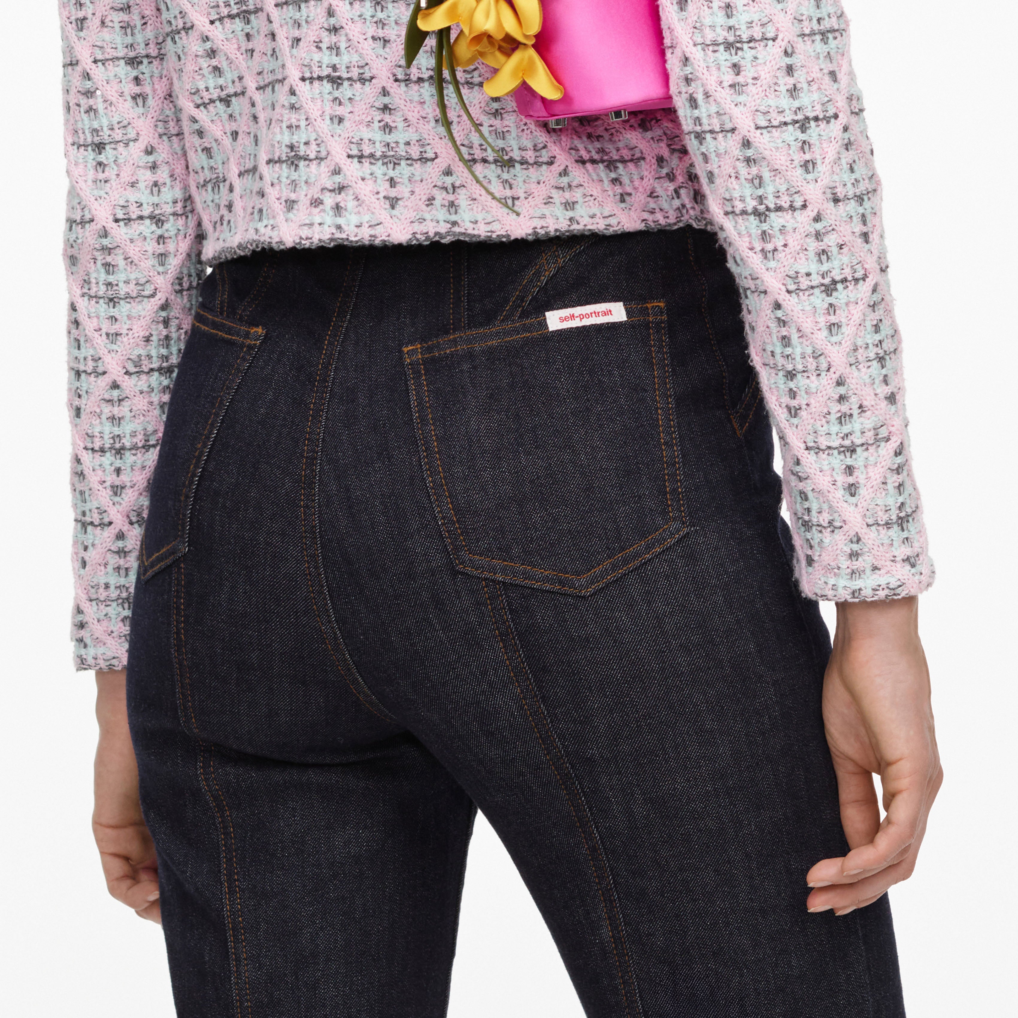 Self Portrait Indigo High Waisted Denim Jeans 27