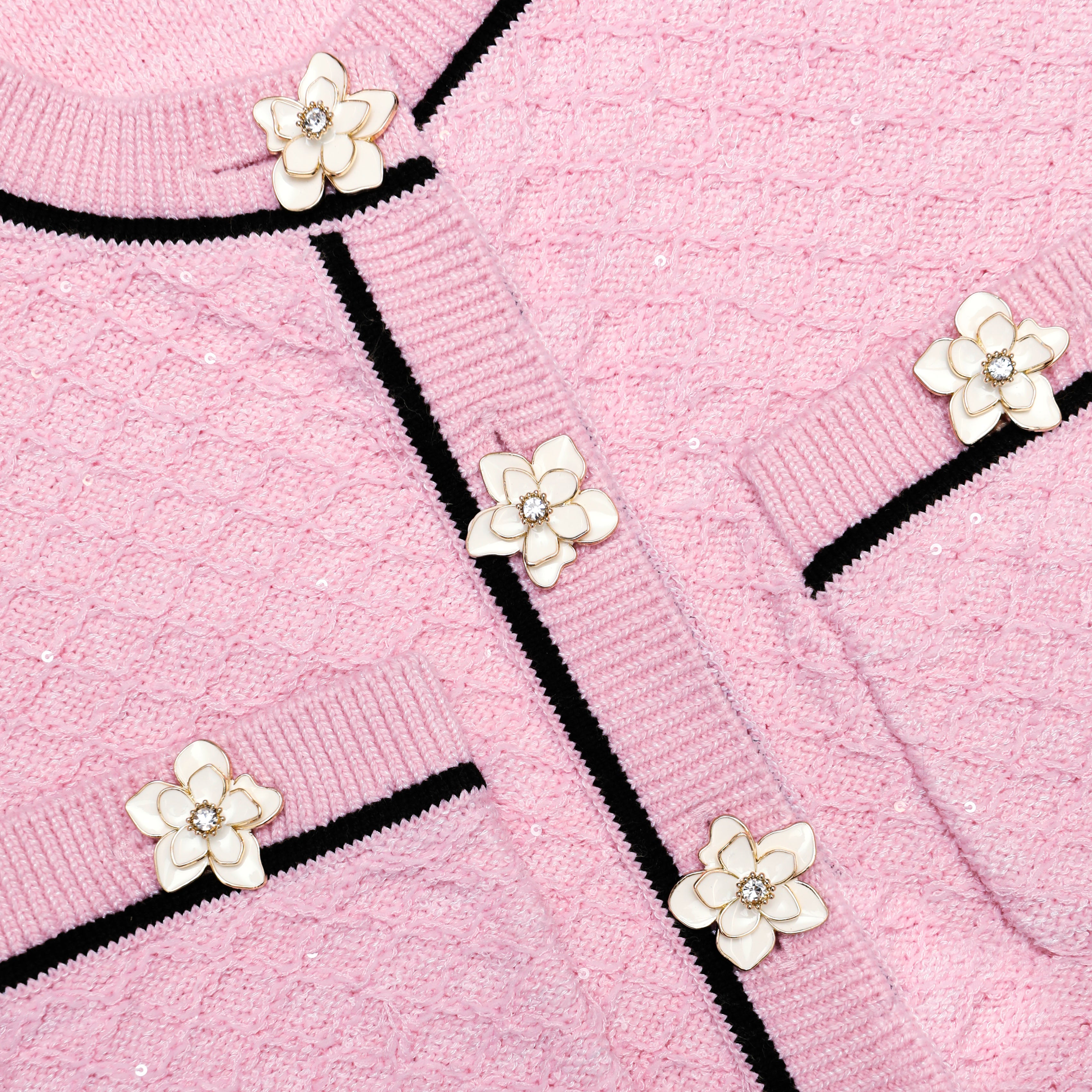 Self Portrait Knitwear Pink Flower Stricktop rosa cropped