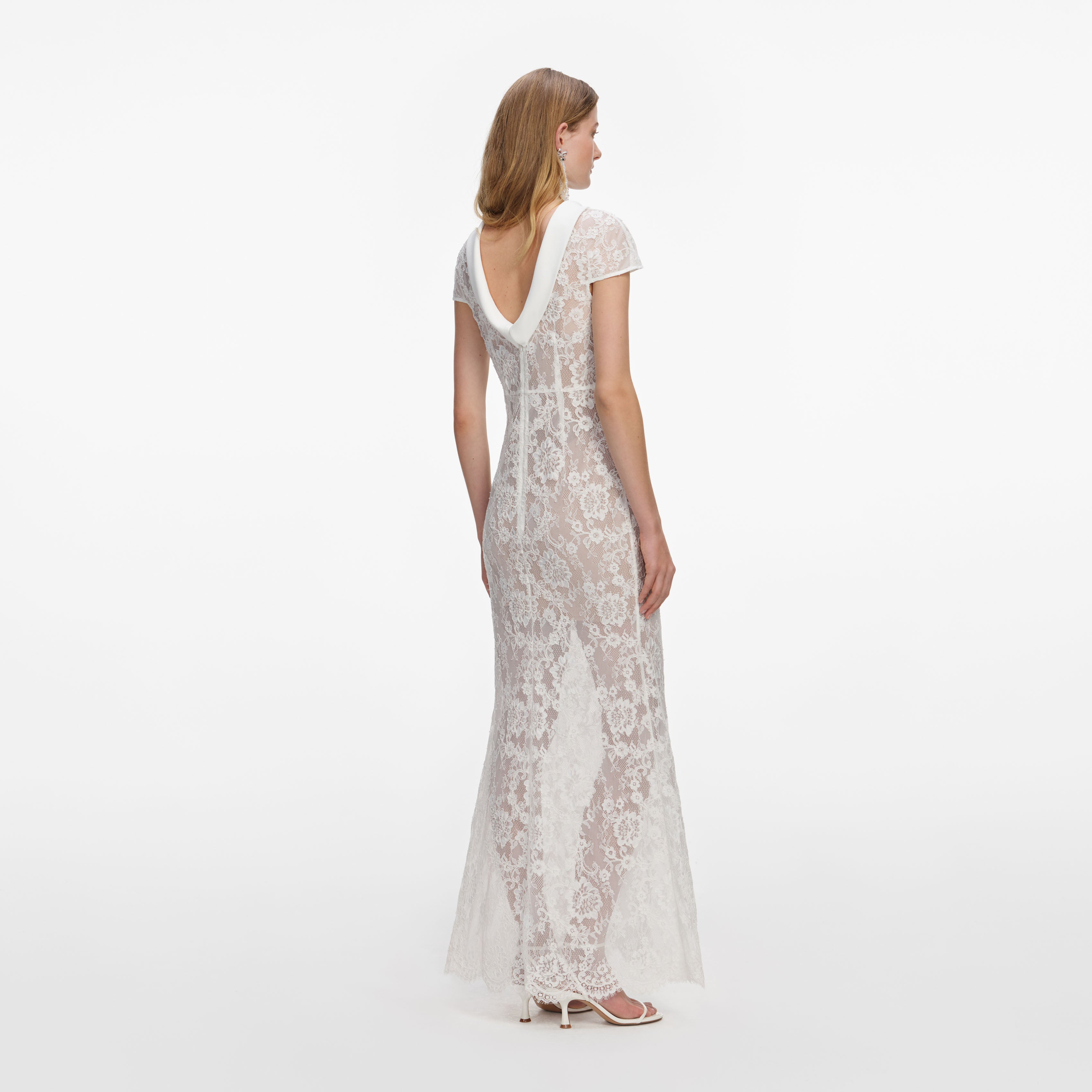 Self Portrait Lace Maxi Kleid weiß Spitze Braut