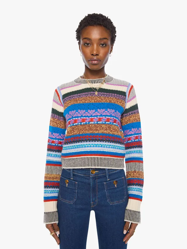 Mother The Extra Crop Jumper Pullover Rot Bunt Streifen