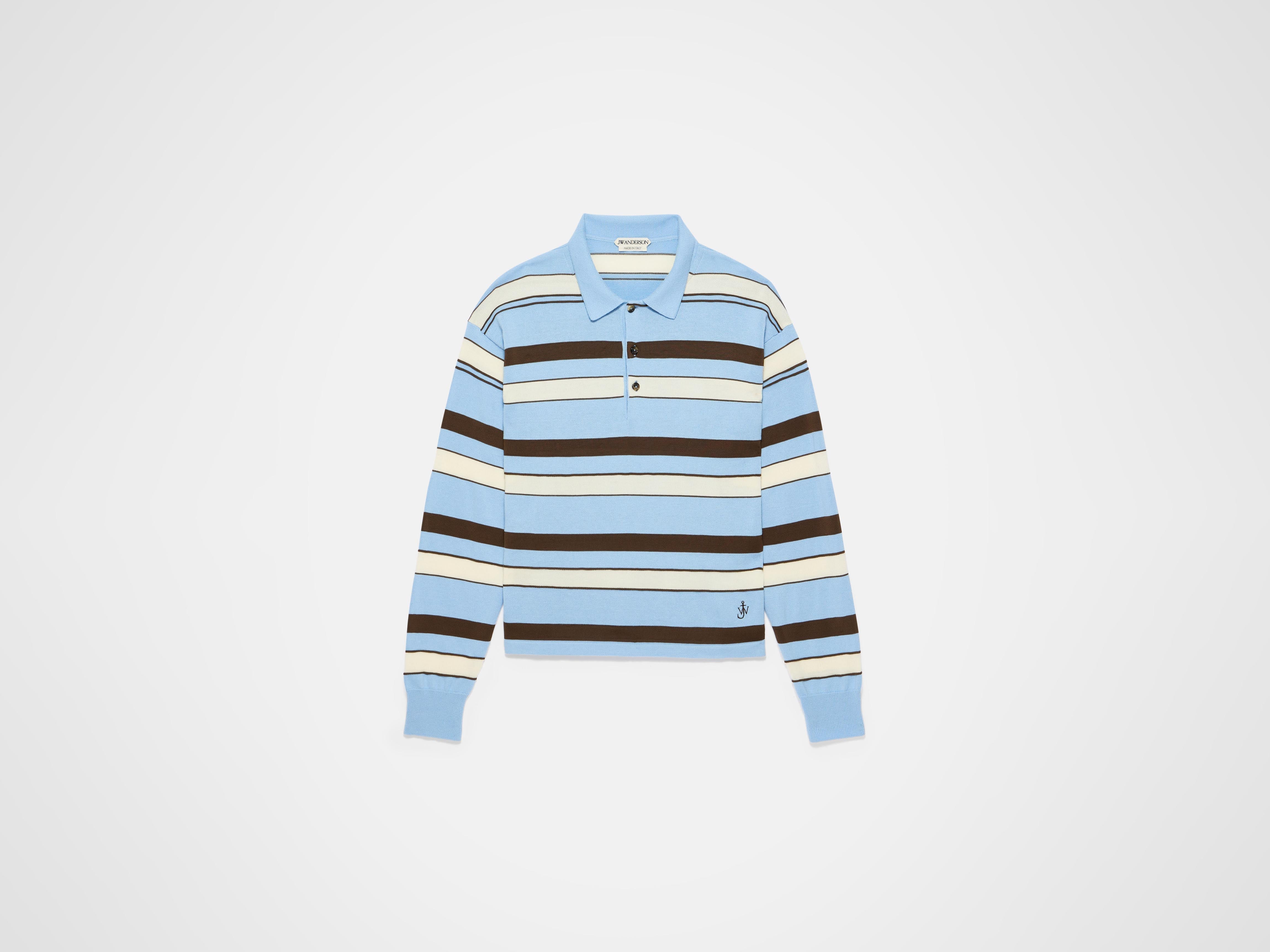 J.W.Anderson Rugby Polo Top Misty Blue Streifen Strick